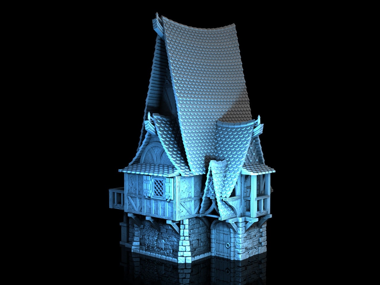 Medieval Town scenery building - The Toblerone - PLA for Oldworld, Dungeon & Dragons, Frostgrave, Fantasy battle, skirmish wargame