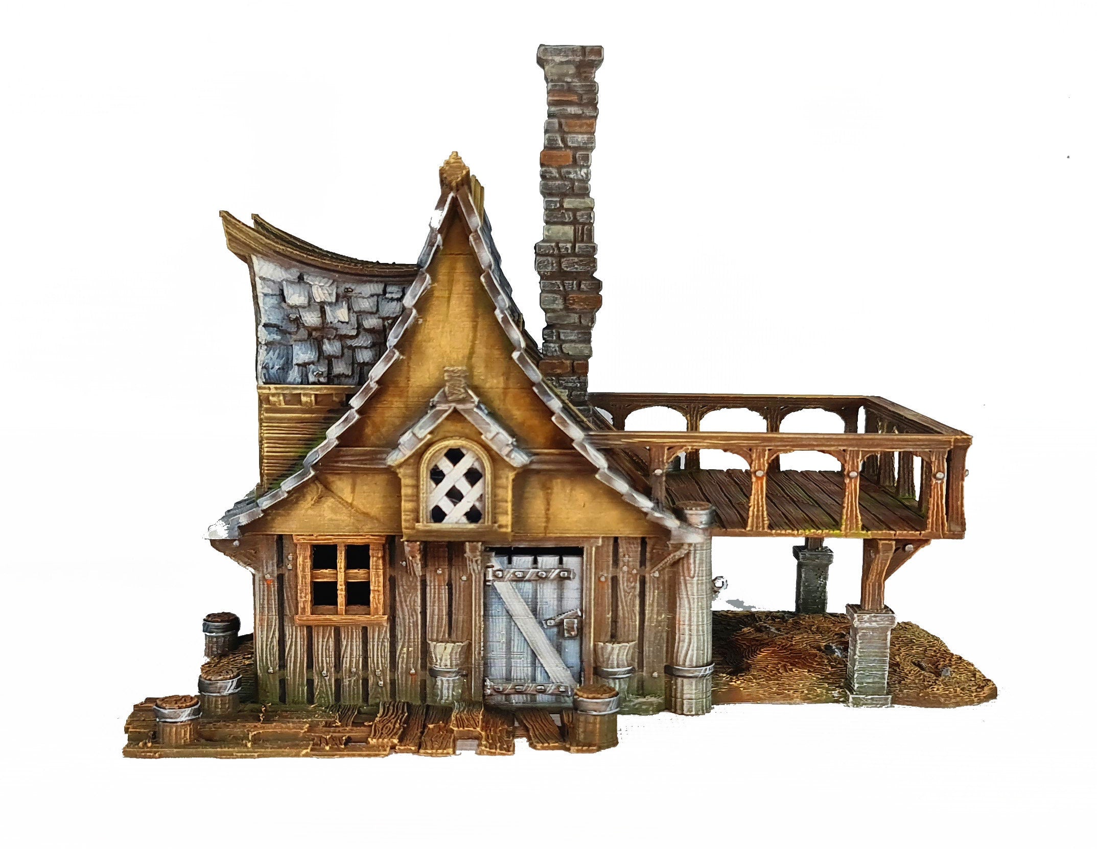 Medieval Town scenery building - River Master's Hut - PLA for Oldworld, Dungeon & Dragons, Frostgrave, Fantasy battle, skirmish wargame