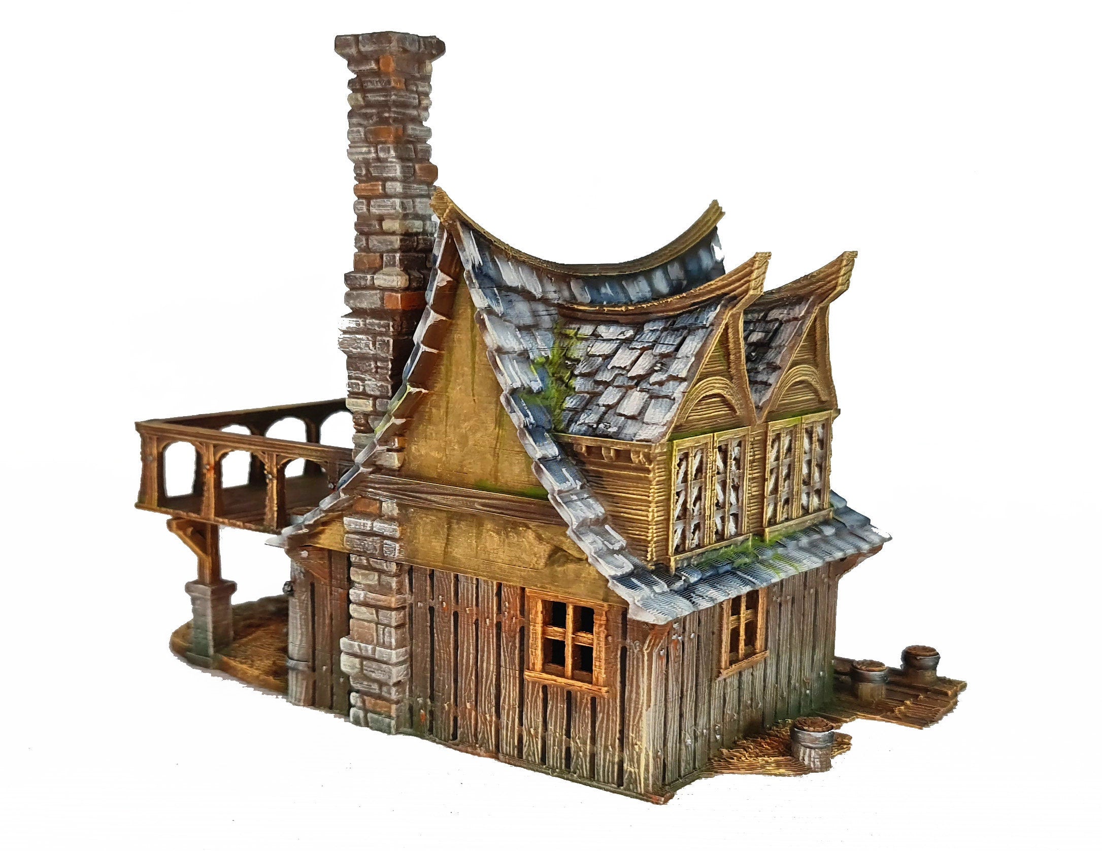 Medieval Town scenery building - River Master's Hut - PLA for Oldworld, Dungeon & Dragons, Frostgrave, Fantasy battle, skirmish wargame