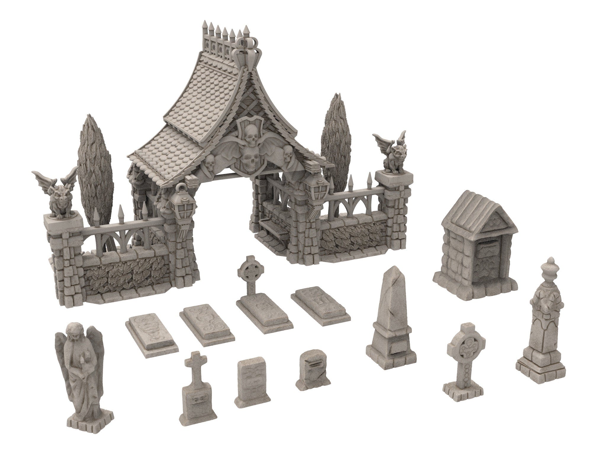 Medieval Town scenery building - Lychgate Graveyard - PLA for Oldworld, Dungeon & Dragons, Frostgrave, Fantasy battle, skirmish wargame