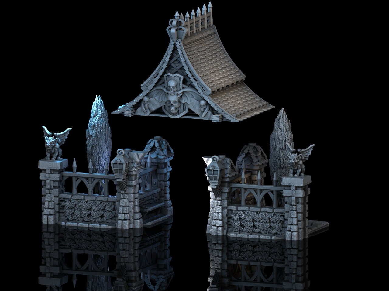 Medieval Town scenery building - Lychgate Graveyard - PLA for Oldworld, Dungeon & Dragons, Frostgrave, Fantasy battle, skirmish wargame