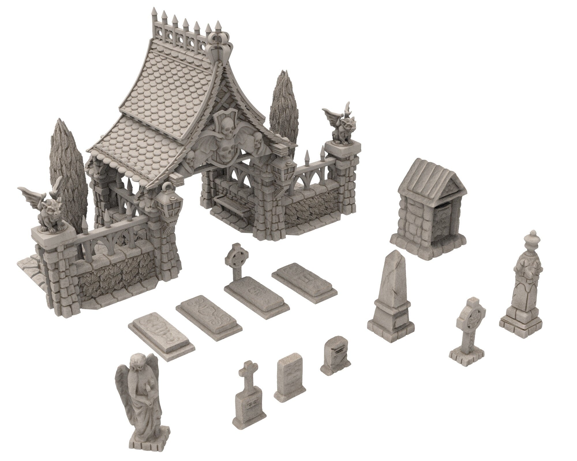 Medieval Town scenery building - Ruined Cloister - PLA for Oldworld, Dungeon & Dragons, Frostgrave, Fantasy battle, skirmish wargame