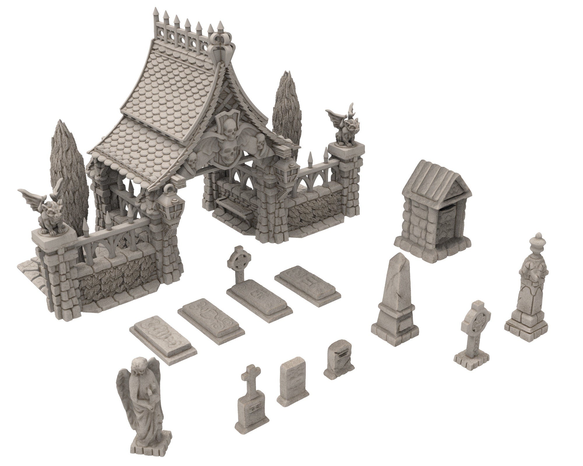 Medieval Town scenery building - Lychgate Graveyard - PLA for Oldworld, Dungeon & Dragons, Frostgrave, Fantasy battle, skirmish wargame