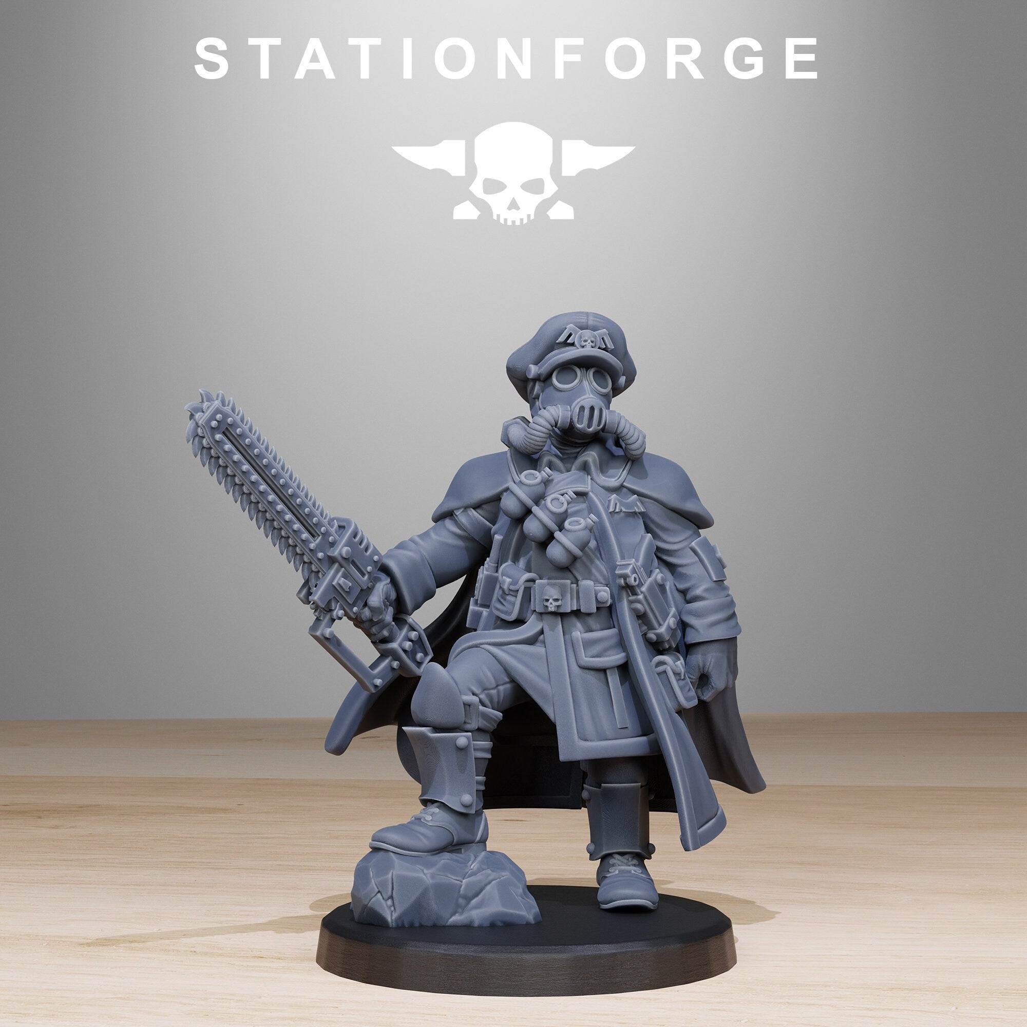 GrimGuard - x1 Frostwatch Officer, mechanized infantry, post apocalyptic empire, usable for tabletop wargame.