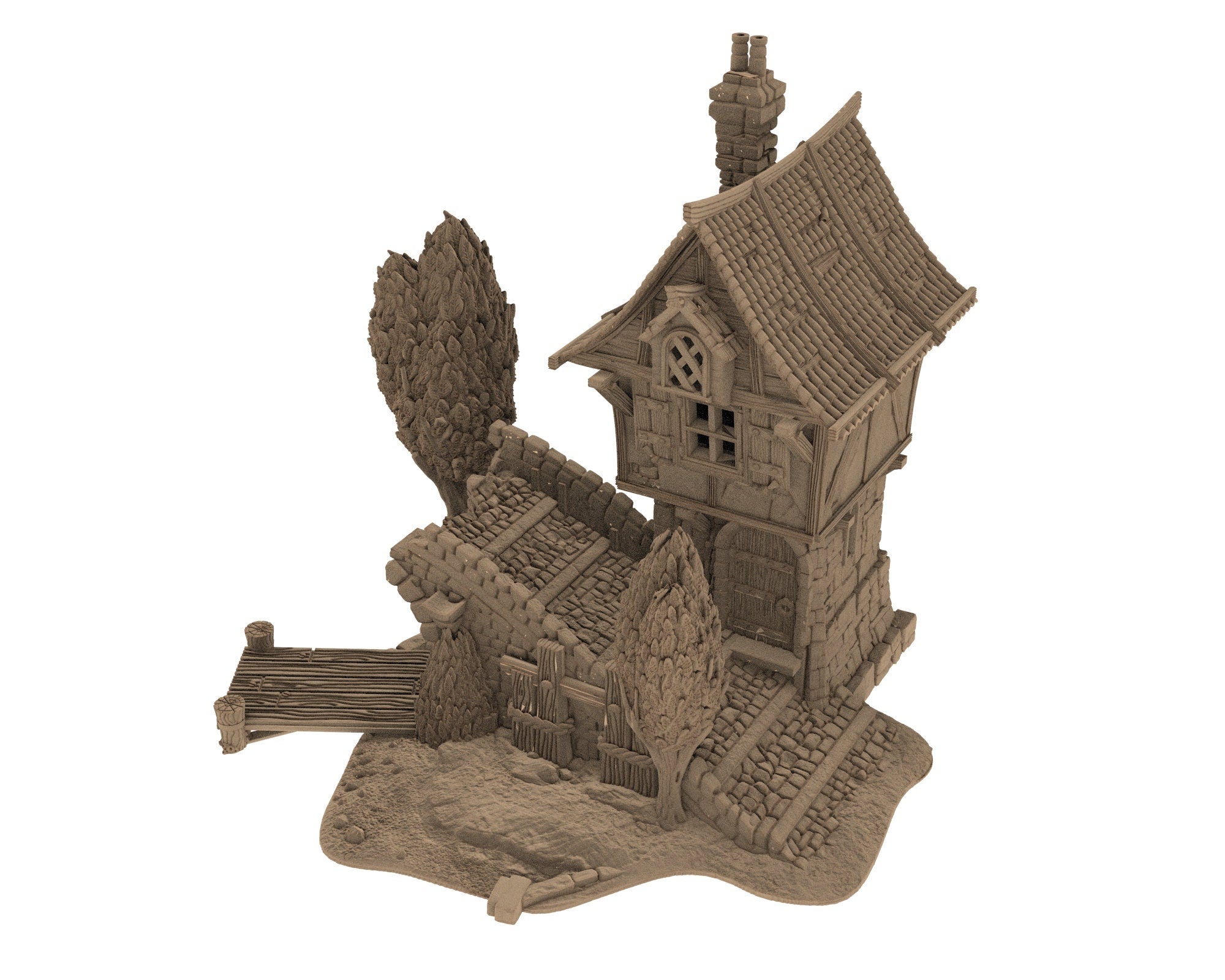 Medieval Town scenery building - Broken-bridge - PLA for Oldworld, Dungeon & Dragons, Frostgrave, Age of fantasy battle skirmish wargame...