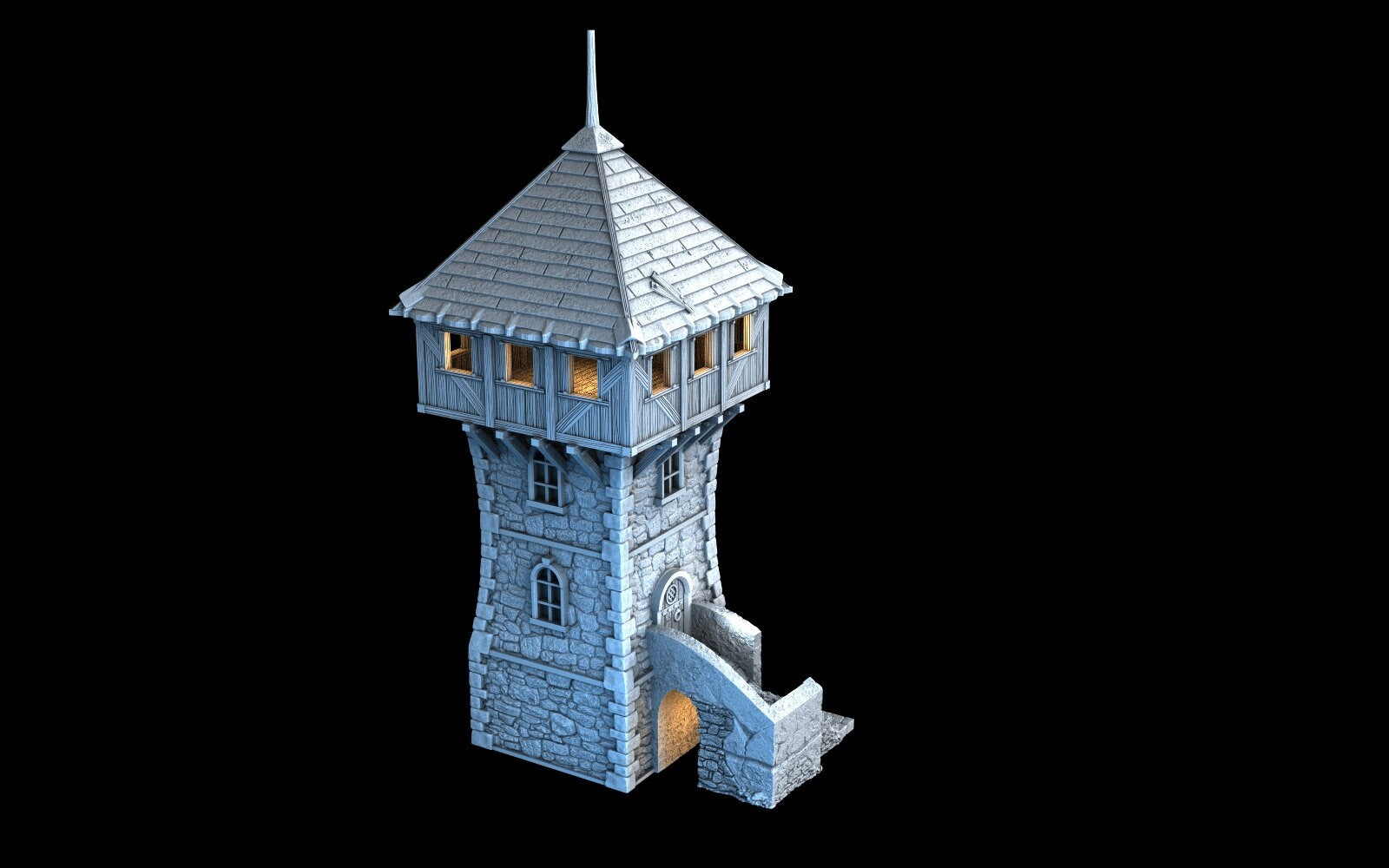 Medieval Town scenery building - Defense Tower - PLA for Oldworld, Dungeon & Dragons, Frostgrave, Age of fantasy battle skirmish wargame...