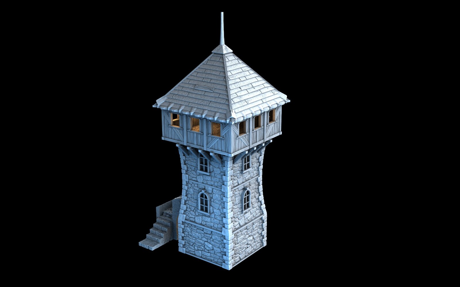 Medieval Town scenery building - Defense Tower - PLA for Oldworld, Dungeon & Dragons, Frostgrave, Age of fantasy battle skirmish wargame...