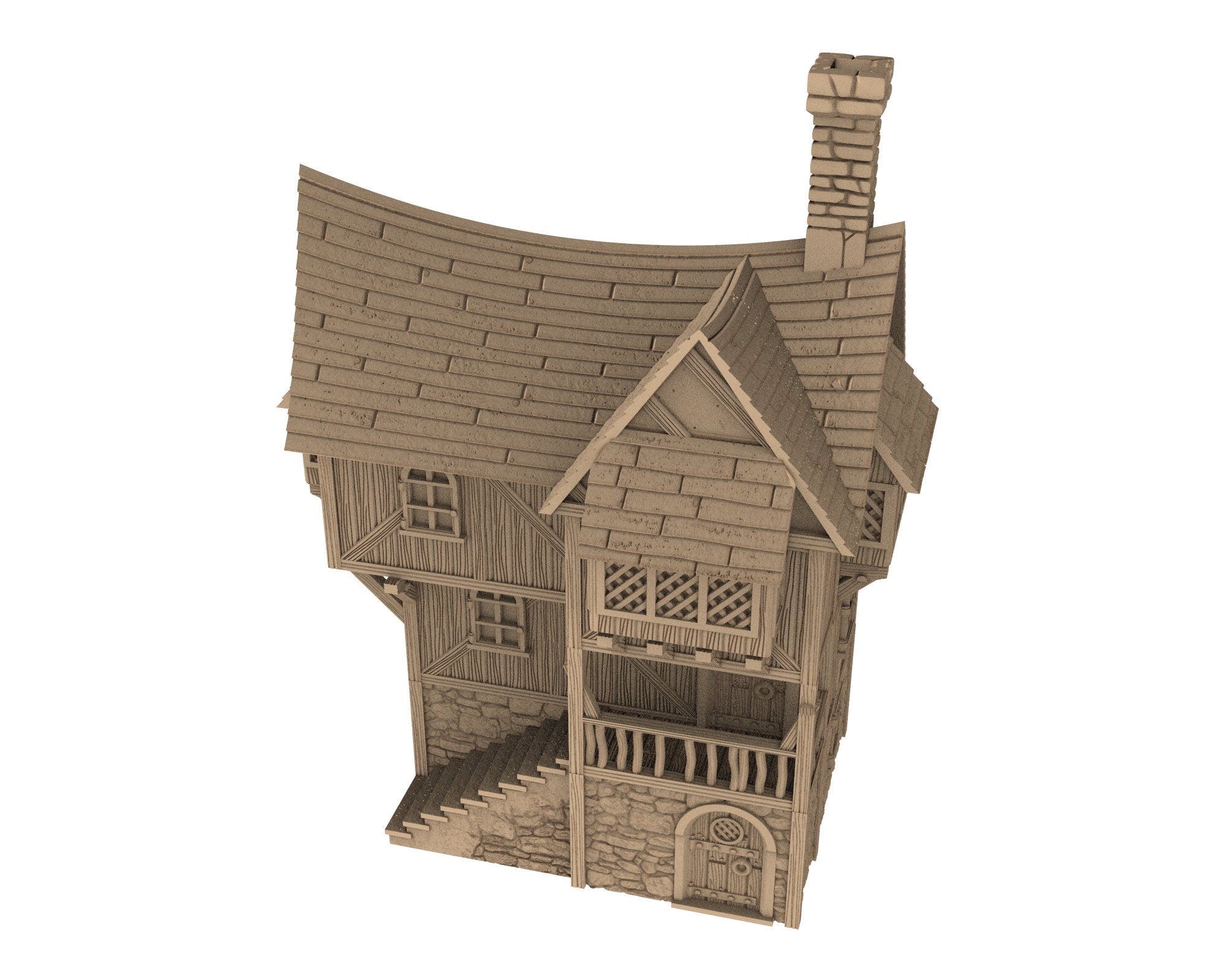 Medieval Town scenery building - Greendale House - PLA for Oldworld, Dungeon & Dragons, Frostgrave, Age of fantasy battle skirmish wargame