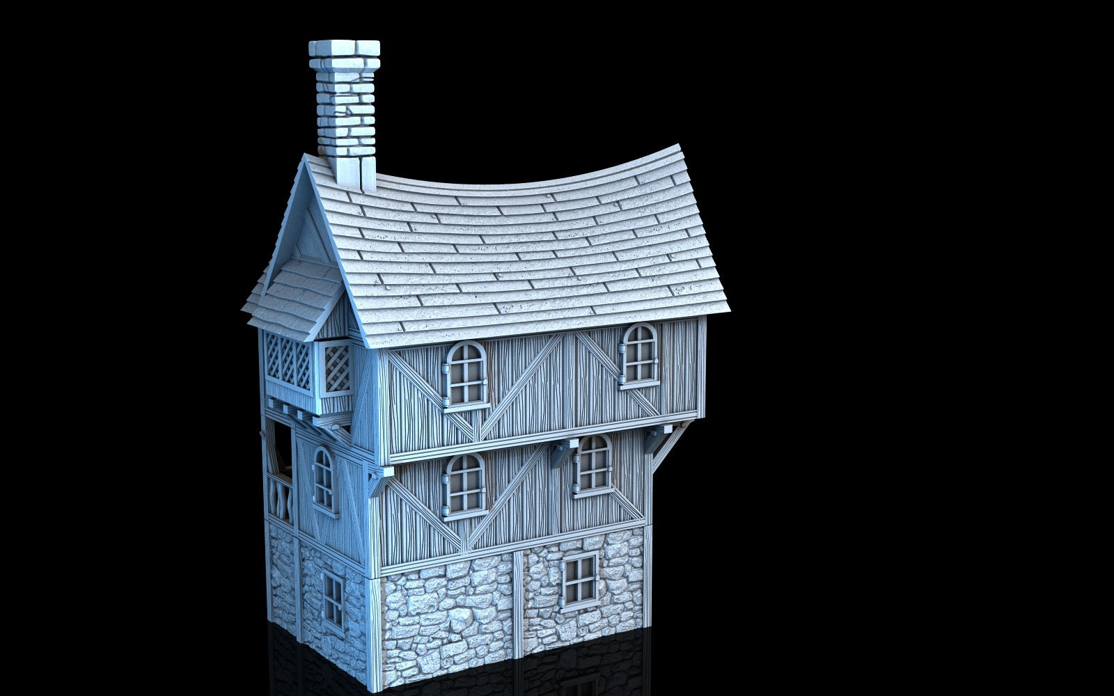 Medieval Town scenery building - Greendale House - PLA for Oldworld, Dungeon & Dragons, Frostgrave, Age of fantasy battle skirmish wargame