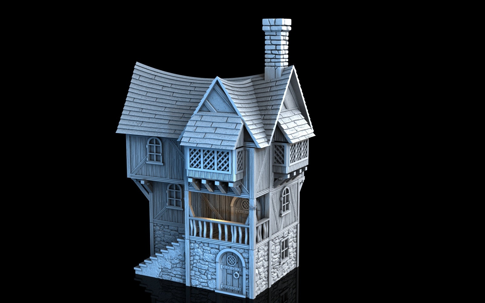 Medieval Town scenery building - Greendale House - PLA for Oldworld, Dungeon & Dragons, Frostgrave, Age of fantasy battle skirmish wargame