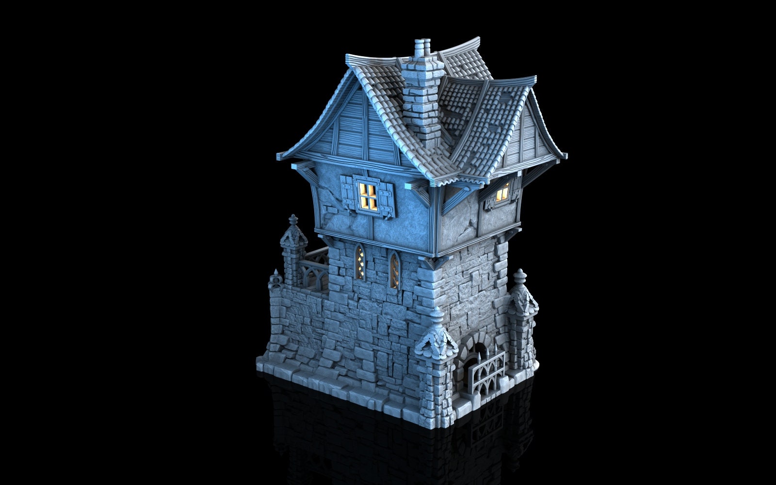 Medieval Town scenery building - Tombstone Residence - PLA for Oldworld, Dungeon & Dragons, Frostgrave, Age of fantasy battle wargame