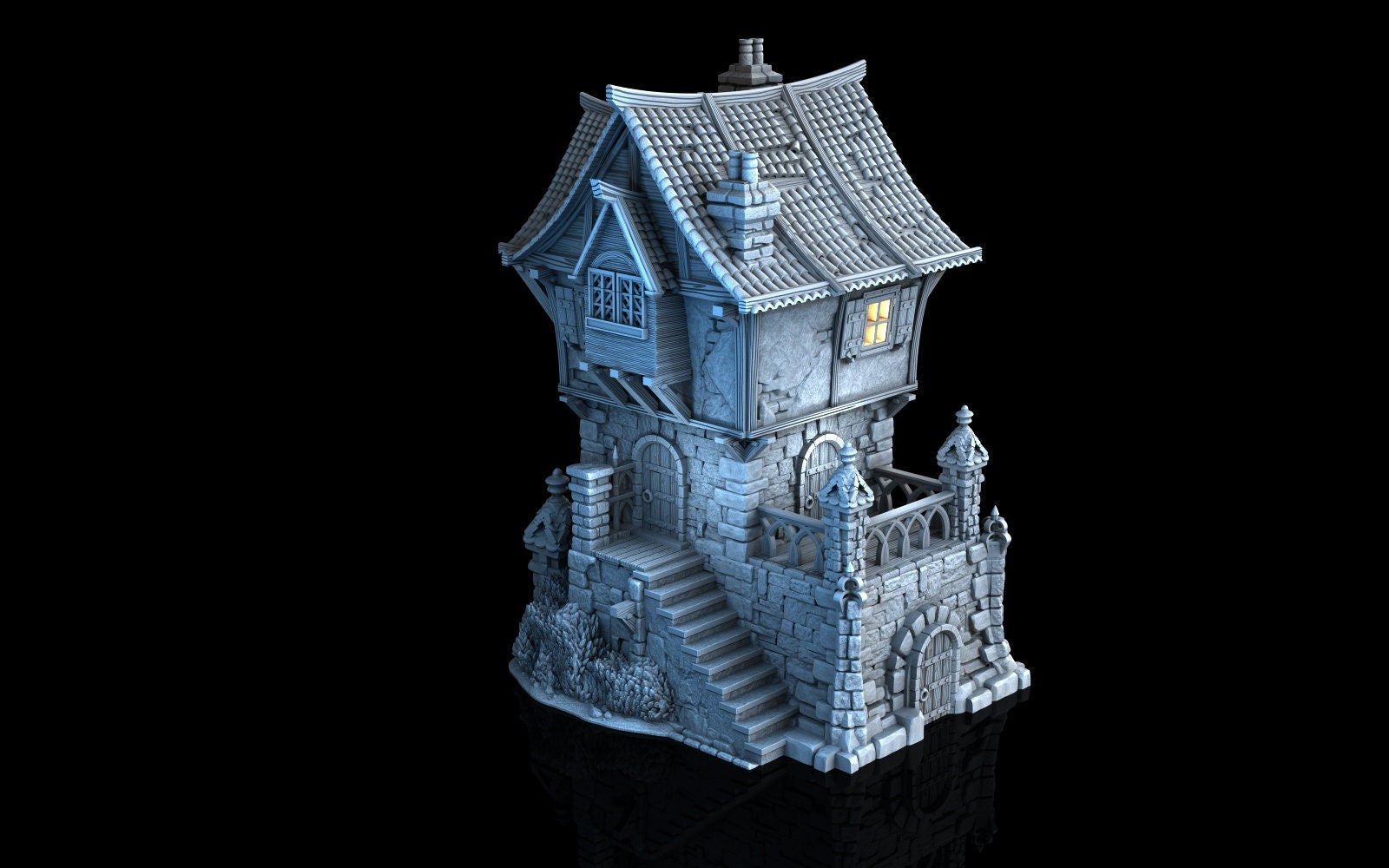 Medieval Town scenery building - Tombstone Residence - PLA for Oldworld, Dungeon & Dragons, Frostgrave, Age of fantasy battle wargame