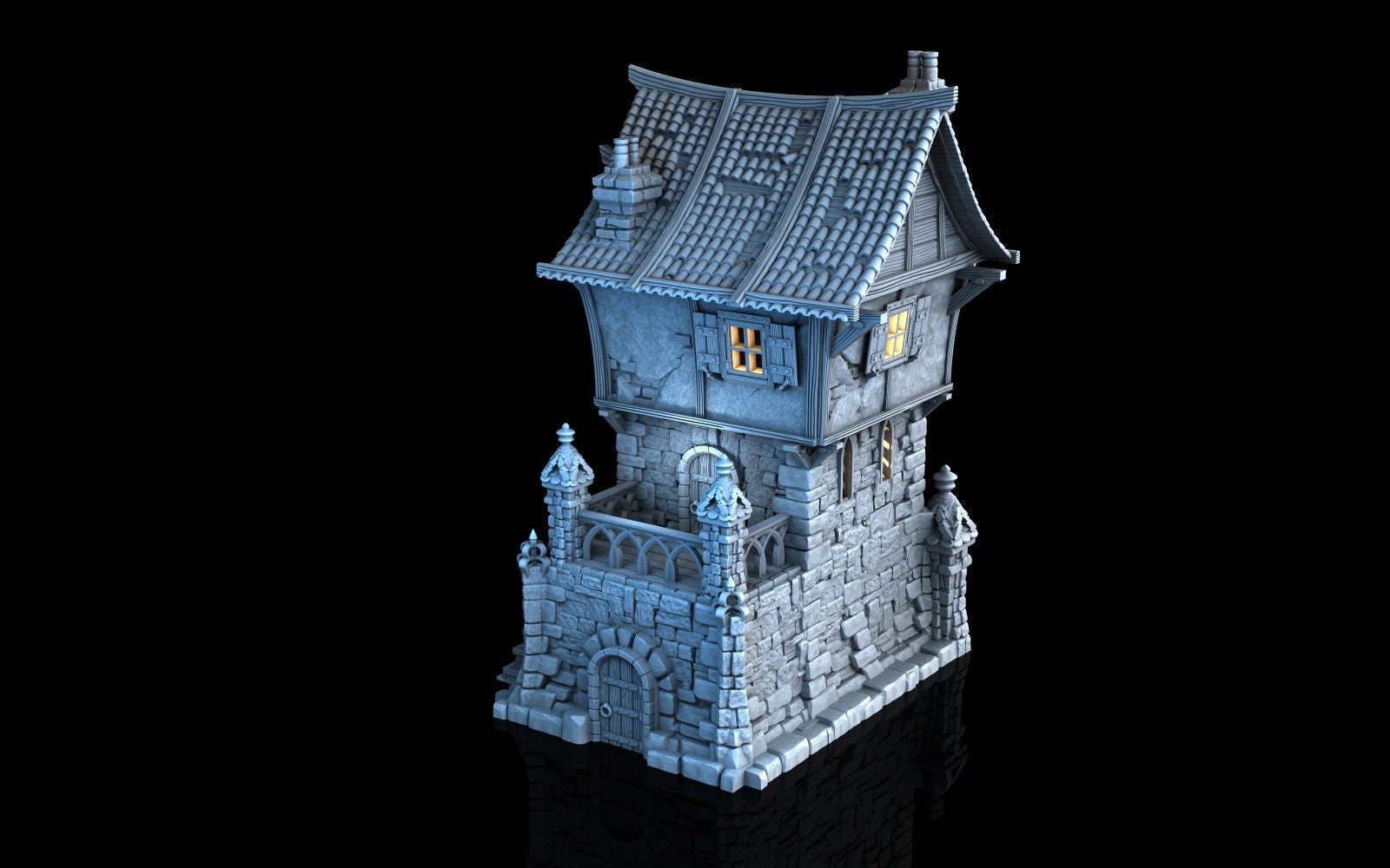 Medieval Town scenery building - Tombstone Residence - PLA for Oldworld, Dungeon & Dragons, Frostgrave, Age of fantasy battle wargame