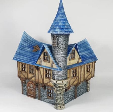 Medieval Town scenery building - Tower Top House - PLA for Oldworld, Dungeon & Dragons, Frostgrave, Age of fantasy battle skirmish wargame