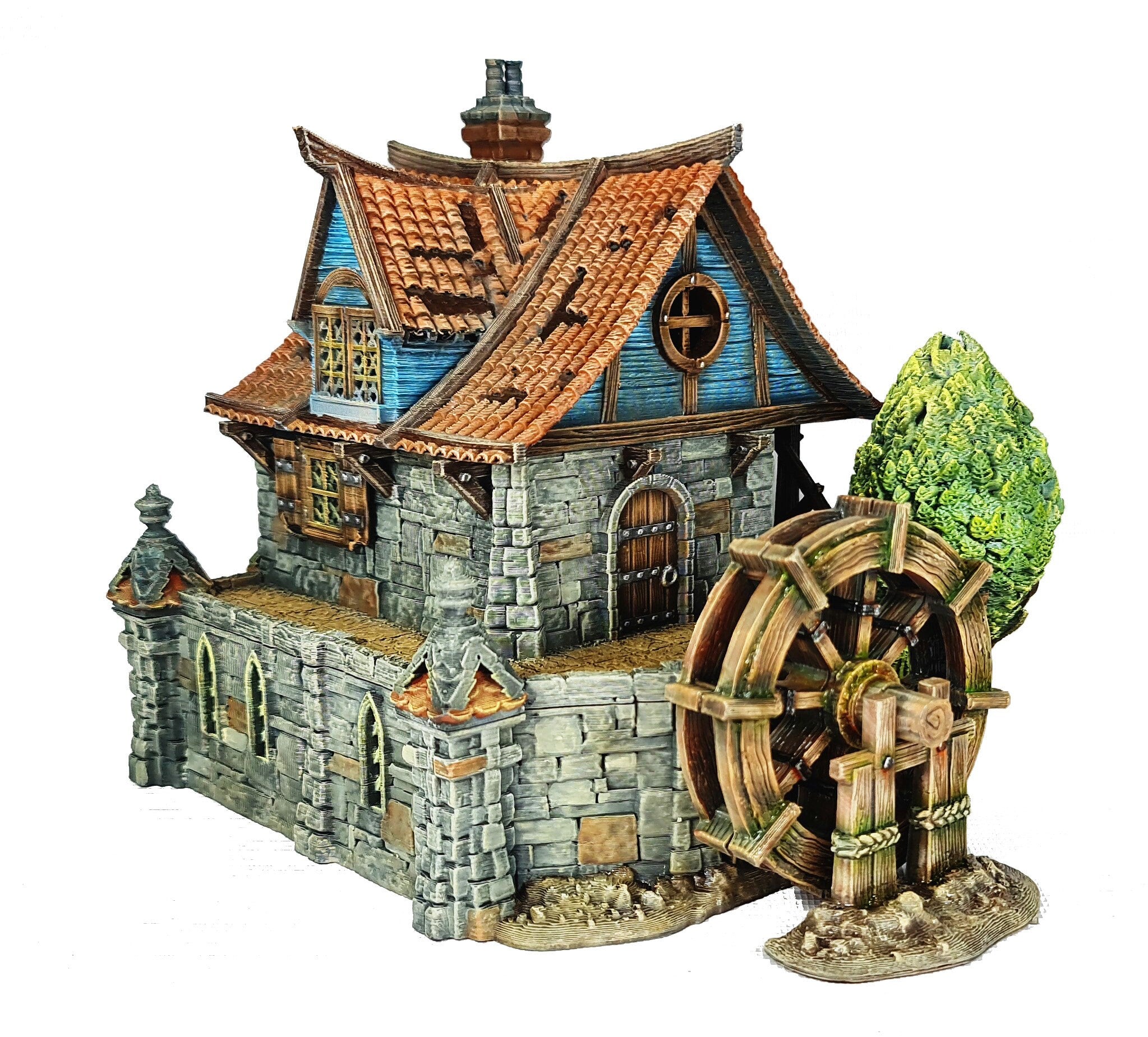 Medieval Town scenery building - Watermill House - PLA for Oldworld, Dungeon & Dragons, Frostgrave, Age of fantasy battle skirmish wargame