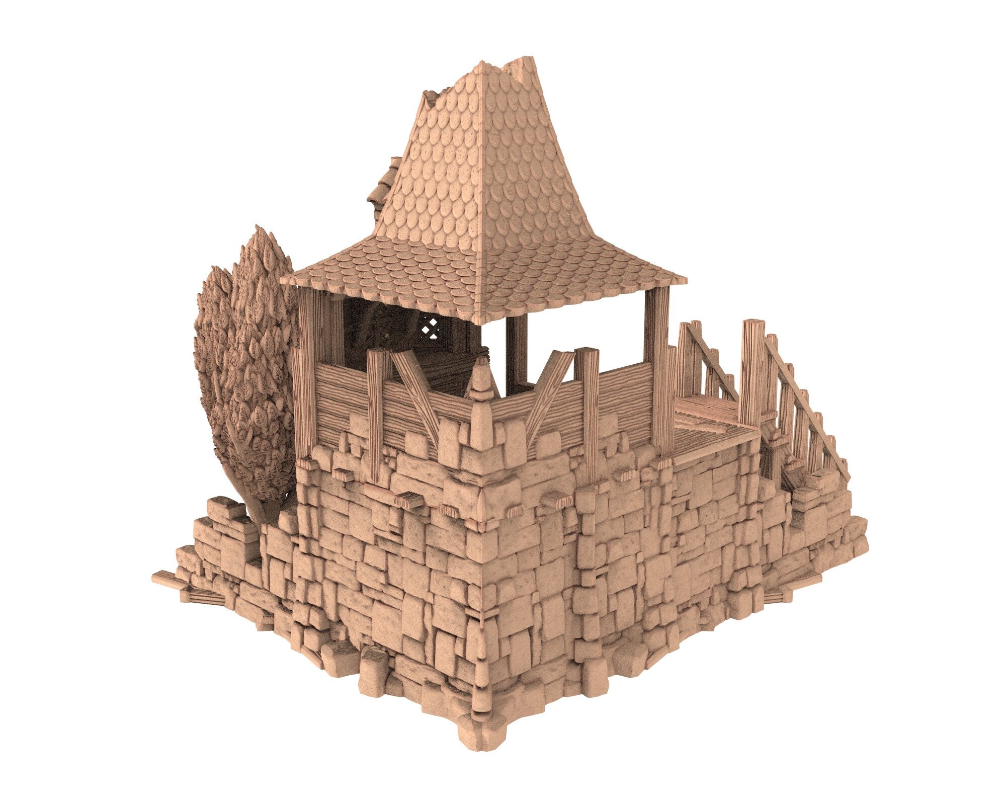 Medieval Town scenery building - House Ruin II - PLA for Oldworld, Dungeon & Dragons, Frostgrave, Age of fantasy battle skirmish wargame