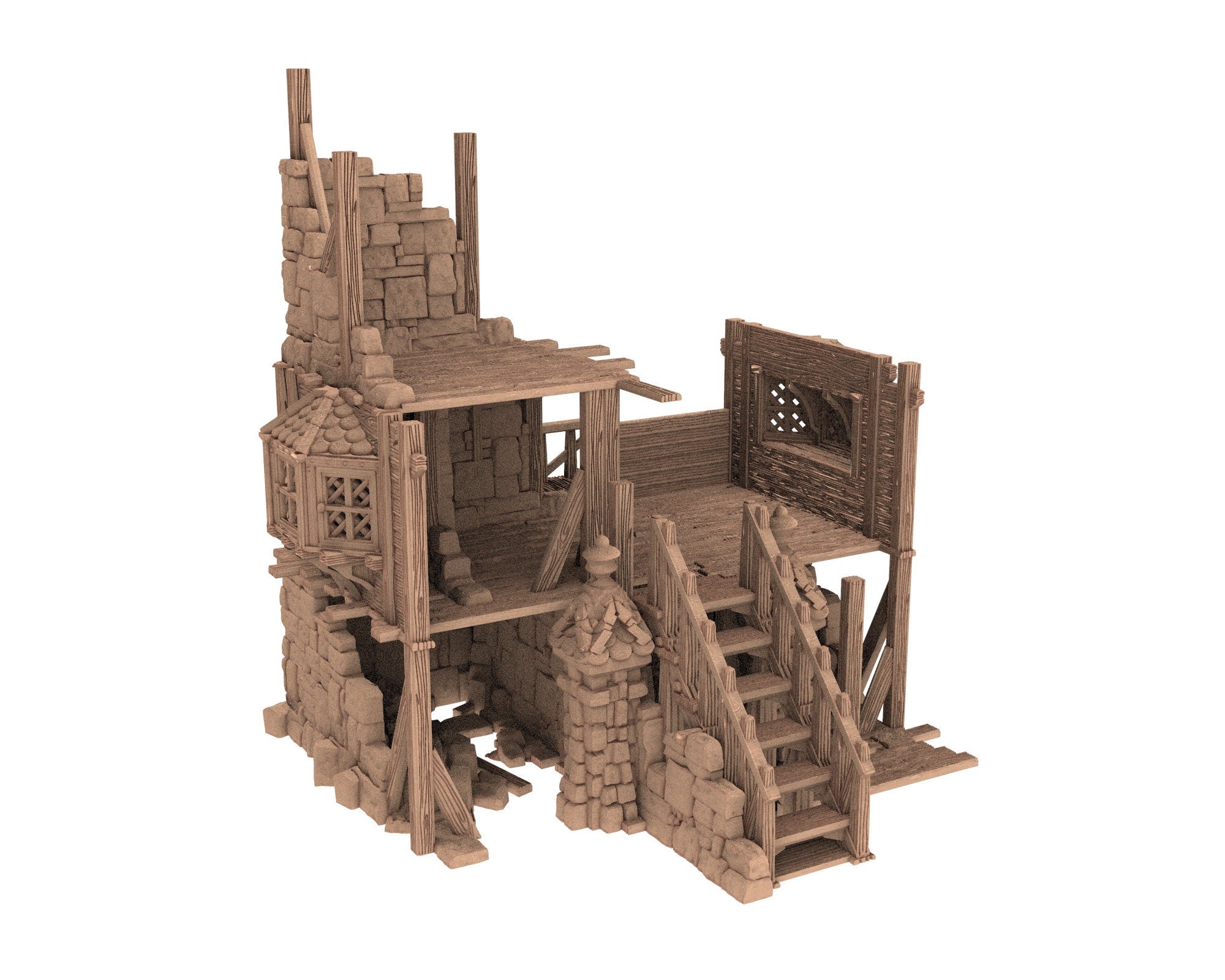 Medieval Town scenery building - House Ruin I - PLA for Oldworld, Dungeon & Dragons, Frostgrave, Age of fantasy battle skirmish wargame