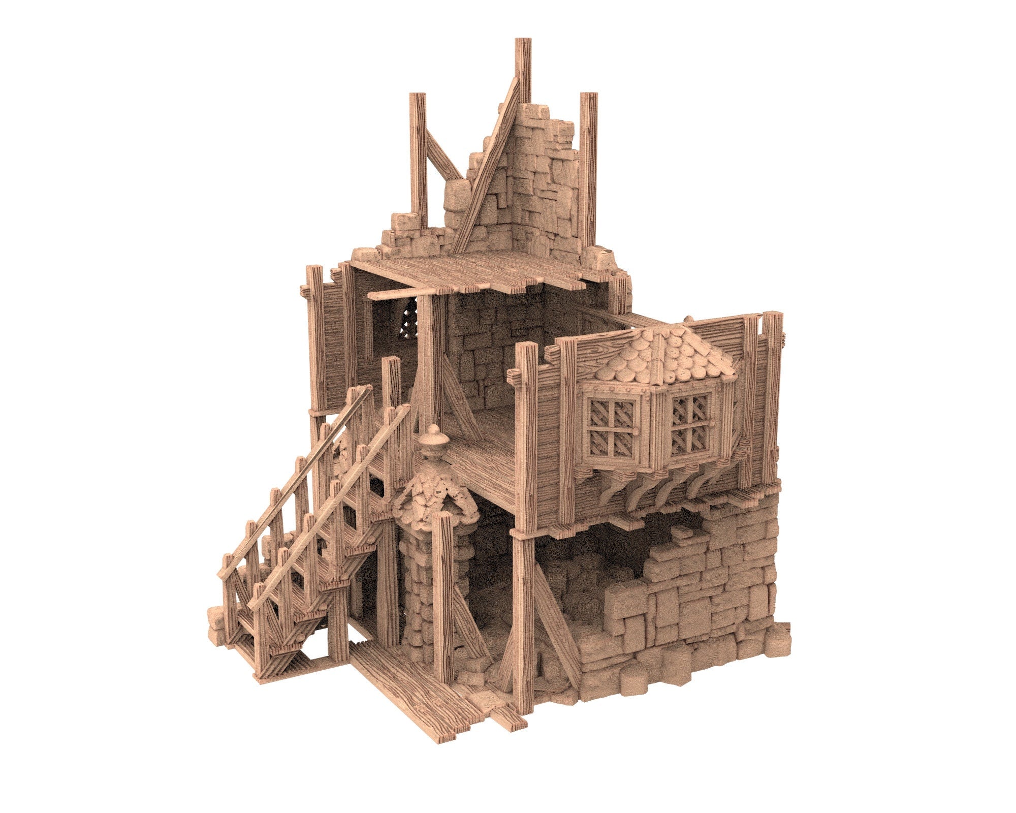 Medieval Town scenery building - House Ruin I - PLA for Oldworld, Dungeon & Dragons, Frostgrave, Age of fantasy battle skirmish wargame