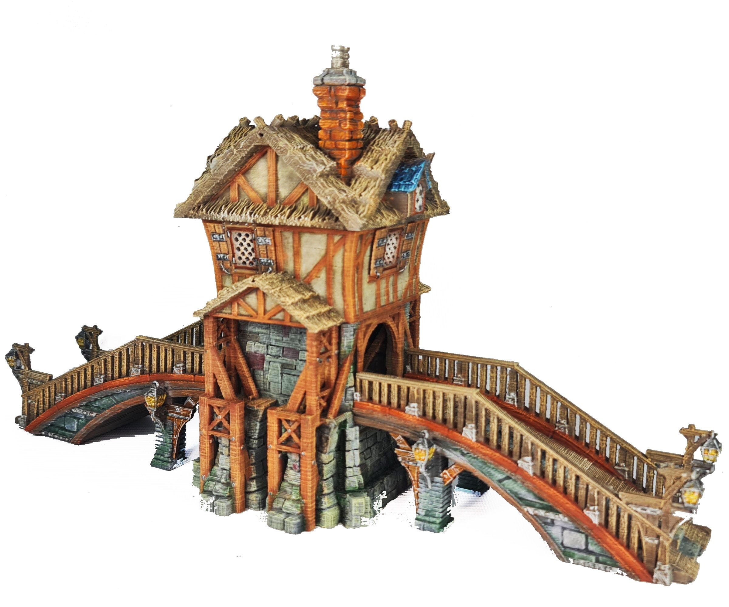 Medieval Town scenery building - Toll bridge - PLA for Oldworld, Dungeon & Dragons, Frostgrave, Age of fantasy battle skirmish wargame