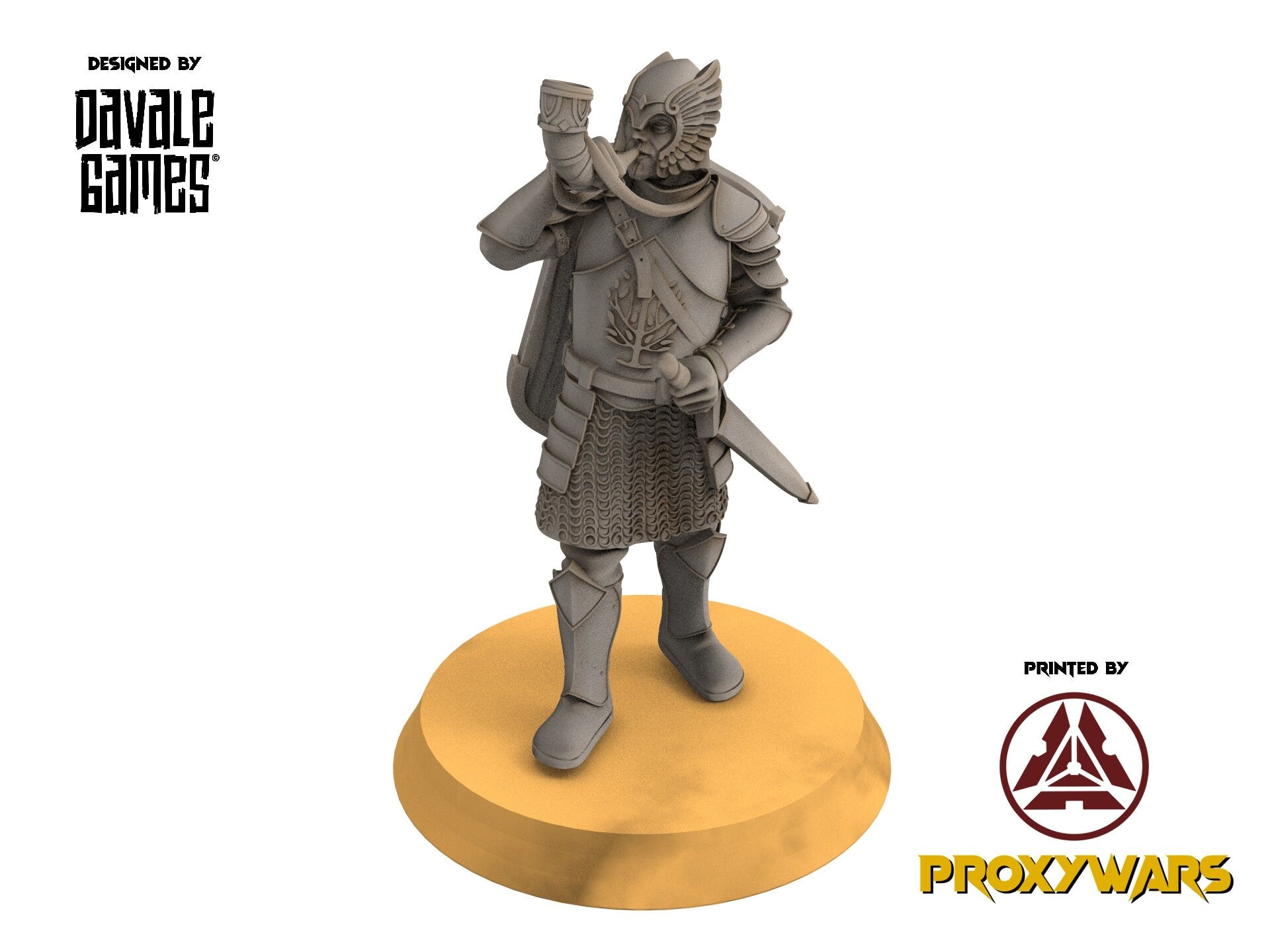 Ornor - Grey Castle Horn Mounted and foot, Banner Protectors of the shire, miniatures for wargame D&D, Lotr...