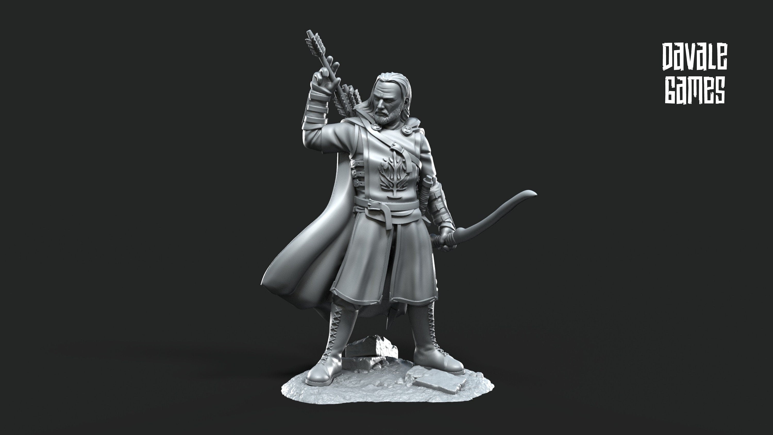 Gandor - Grey Castle Damord, Captain of Rangers, Banner Protectors of the shire, miniatures for wargame D&D, Lotr...