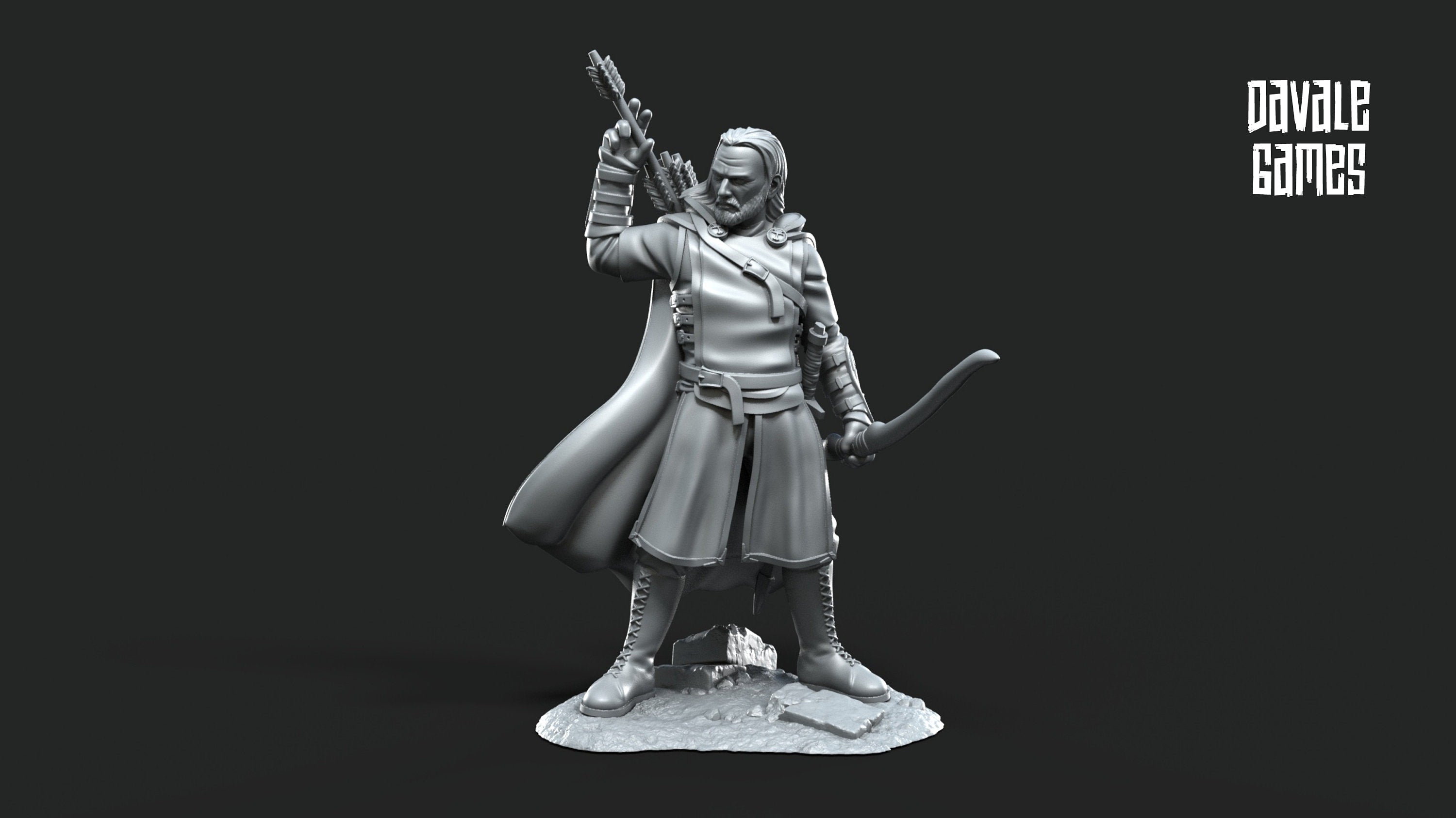 Gandor - Grey Castle Damord, Captain of Rangers, Banner Protectors of the shire, miniatures for wargame D&D, Lotr...