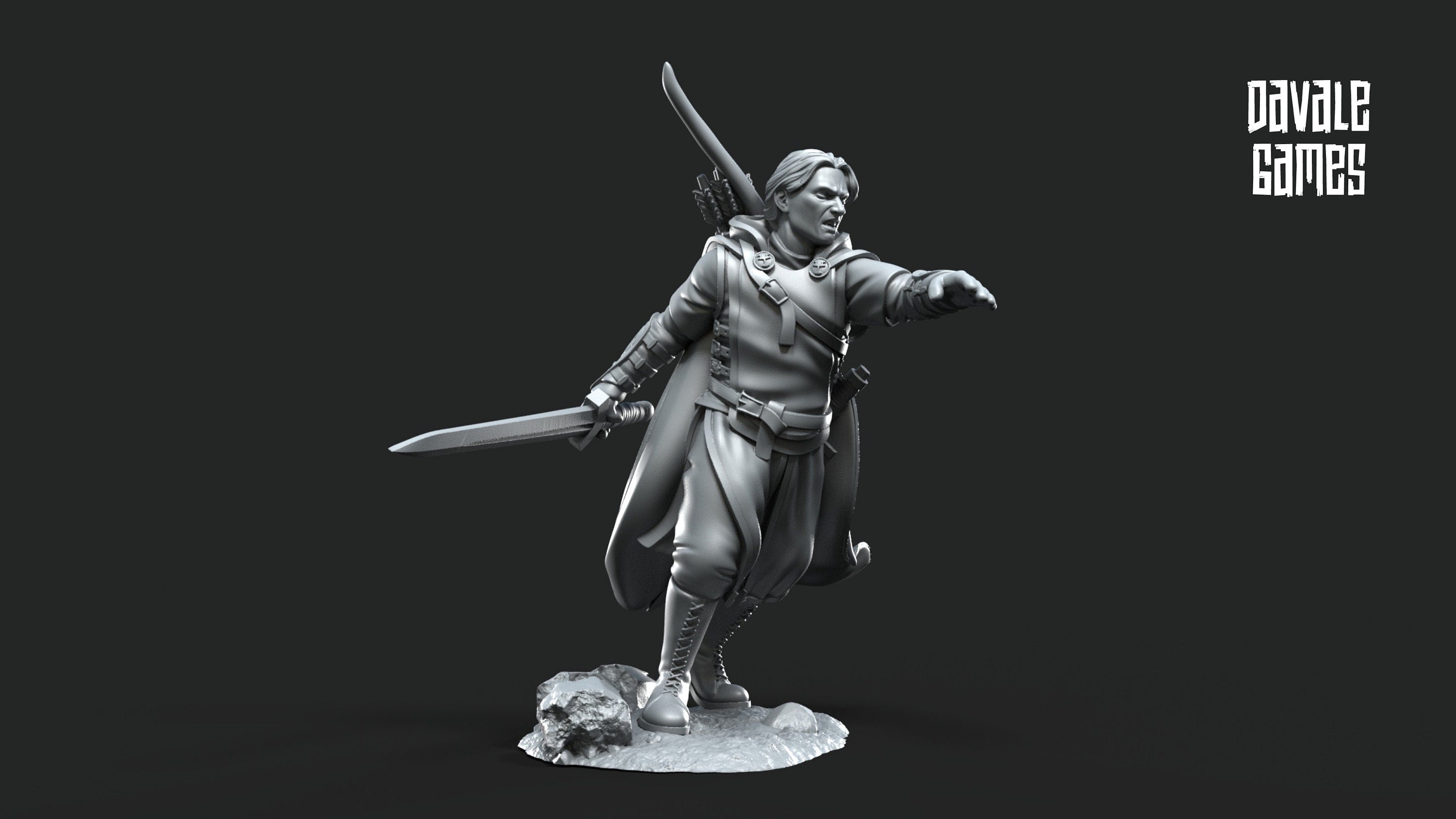 Gandor - Grey Castle Madir, Captain of Rangers, Banner Protectors of the shire, miniatures for wargame D&D, Lotr...