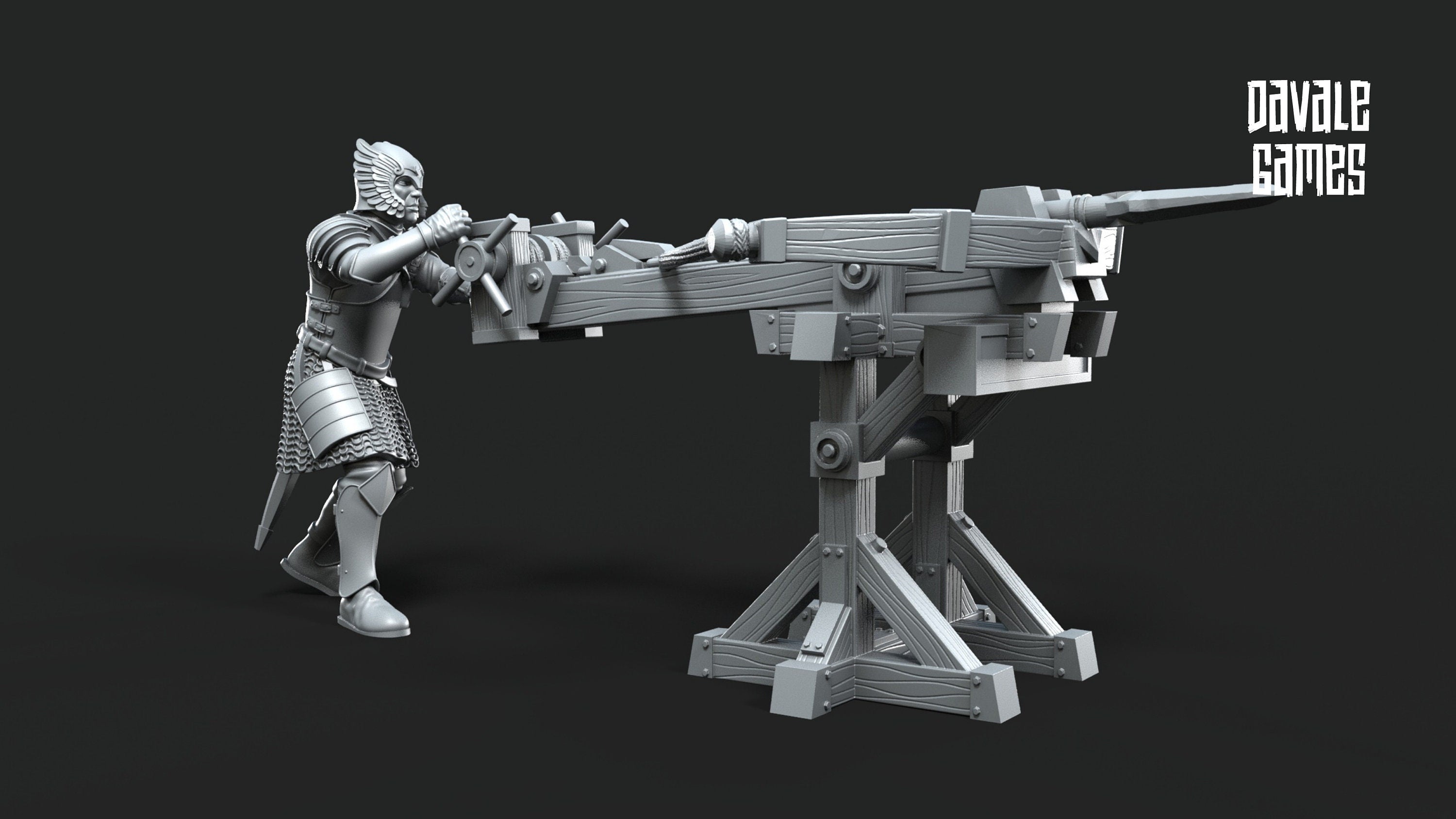 Gandor - Grey Castle Rocket Launcher with Dotation, Banner Protectors of the shire, miniatures for wargame D&D, Lotr...