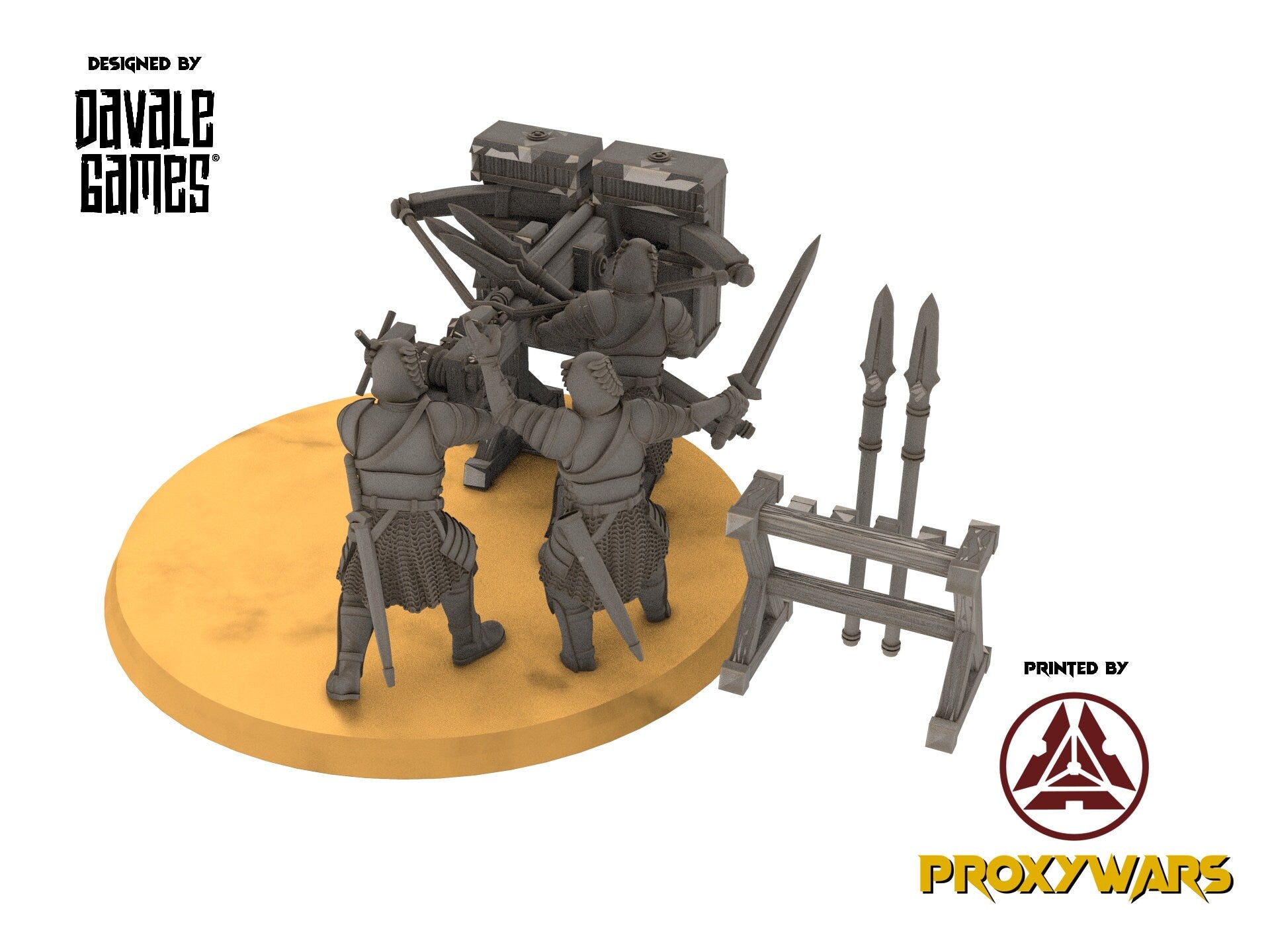 Ornor - Grey Castle Rocket Launcher with Dotation, Banner Protectors of the shire, miniatures for wargame D&D, Lotr...