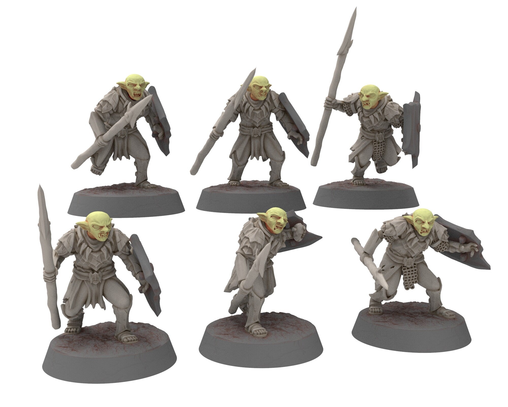 Goblin cave - Mercenary warriors Spear & Shield, Middle rings for wargame DnD, Frostgrave, LOTR... Modular miniatures Quatermaster3D