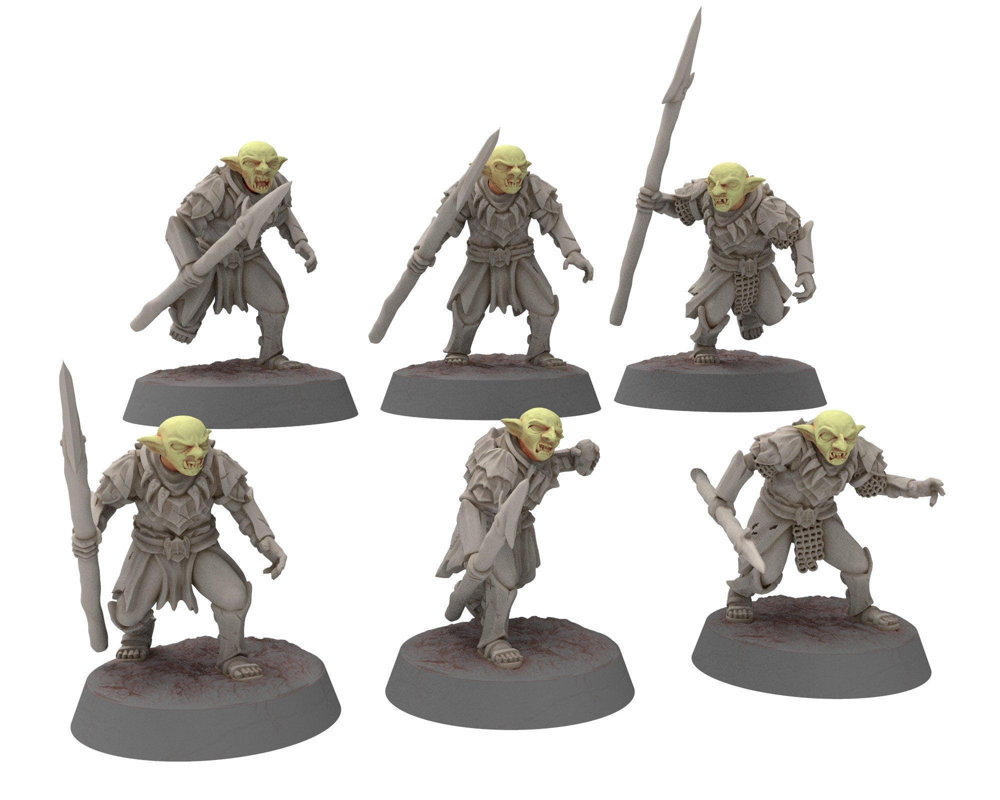 Goblin cave - Mercenary warriors Spear, Middle rings for wargame DnD, Frostgrave, LOTR... Modular miniatures Quatermaster3D