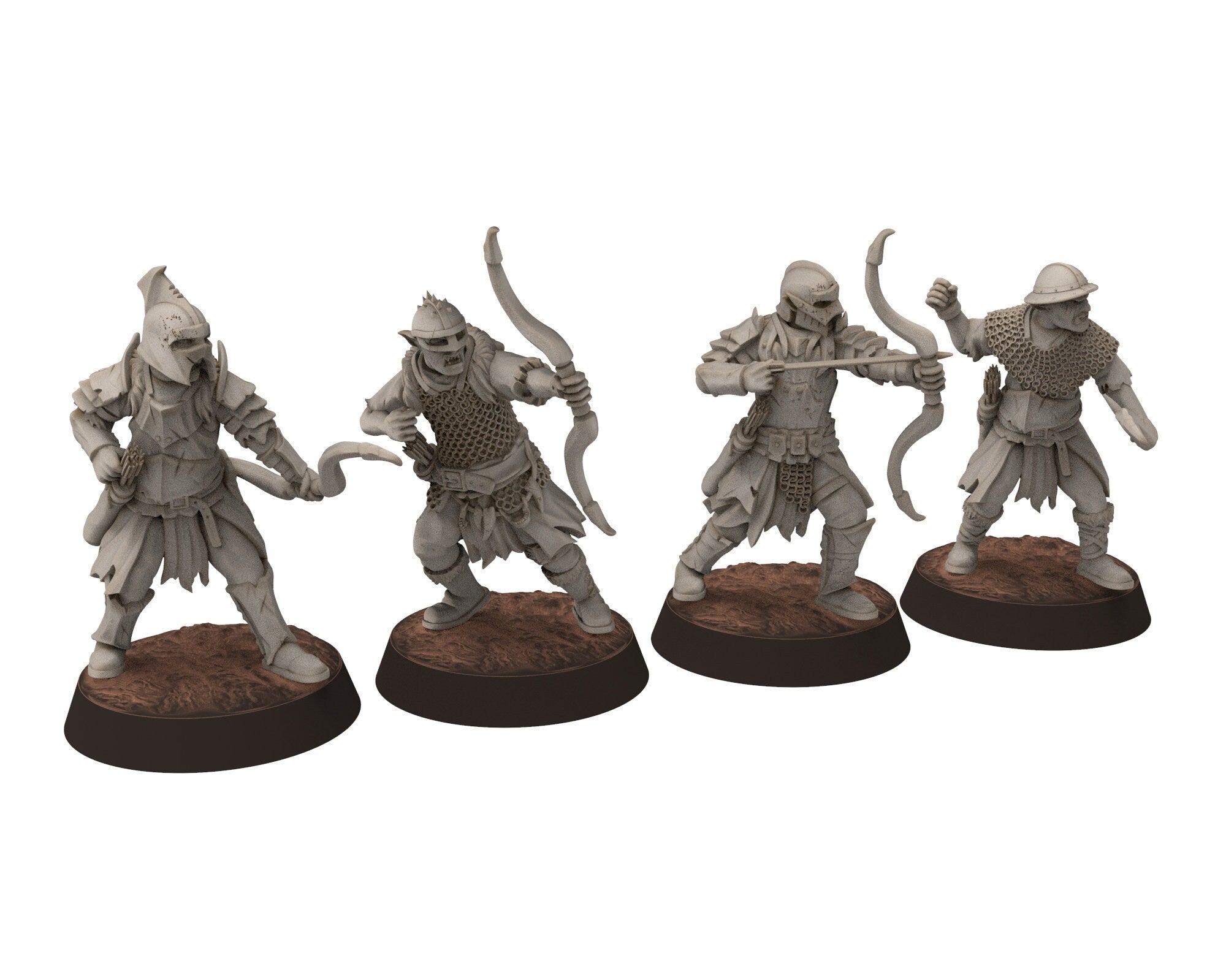 Orc horde - Hunter warriors warband, Middle rings miniatures for wargame D&D, LOTR, Frostgrave... Modular miniatures Quatermaster3D