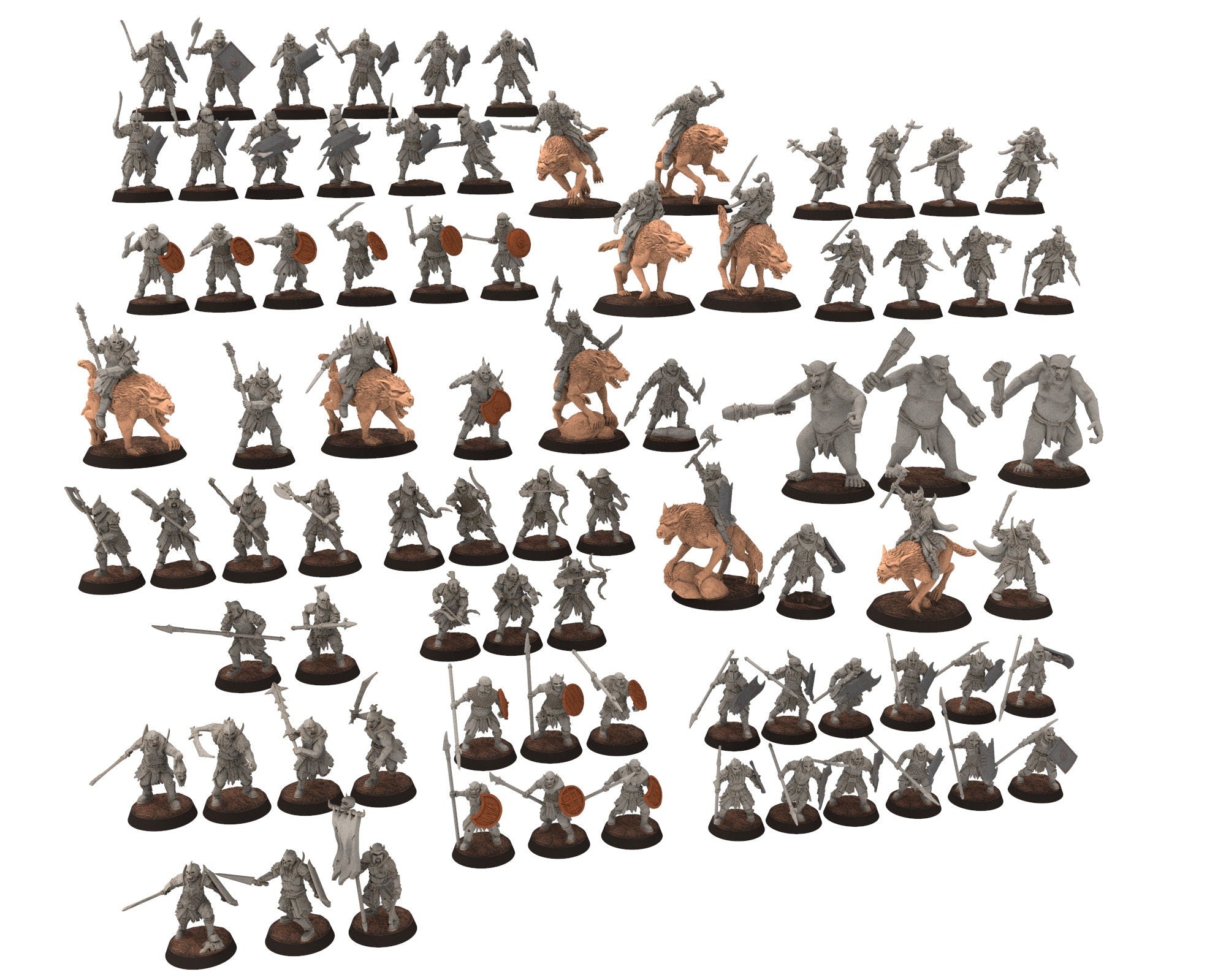 Orc horde - Berserkers warriors warband, Middle rings for wargame D&D, LOTR, Frostgrave... Modular miniatures Quatermaster3D