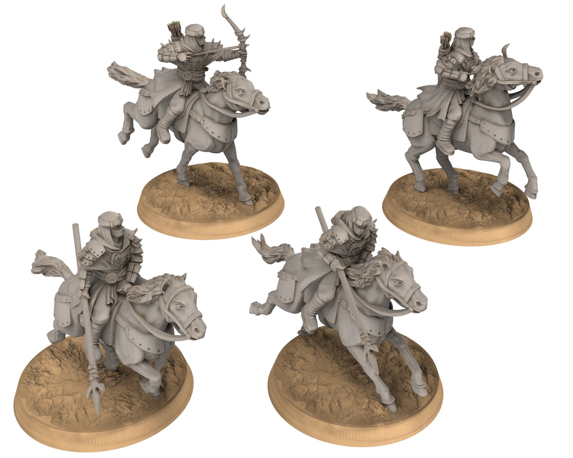 Harad - x4 Cobra Cult Cavalry, Berber nomads, Harad Bedouin Arabs Sarazins miniatures for wargame D&D, Lotr... Quatermaster3D