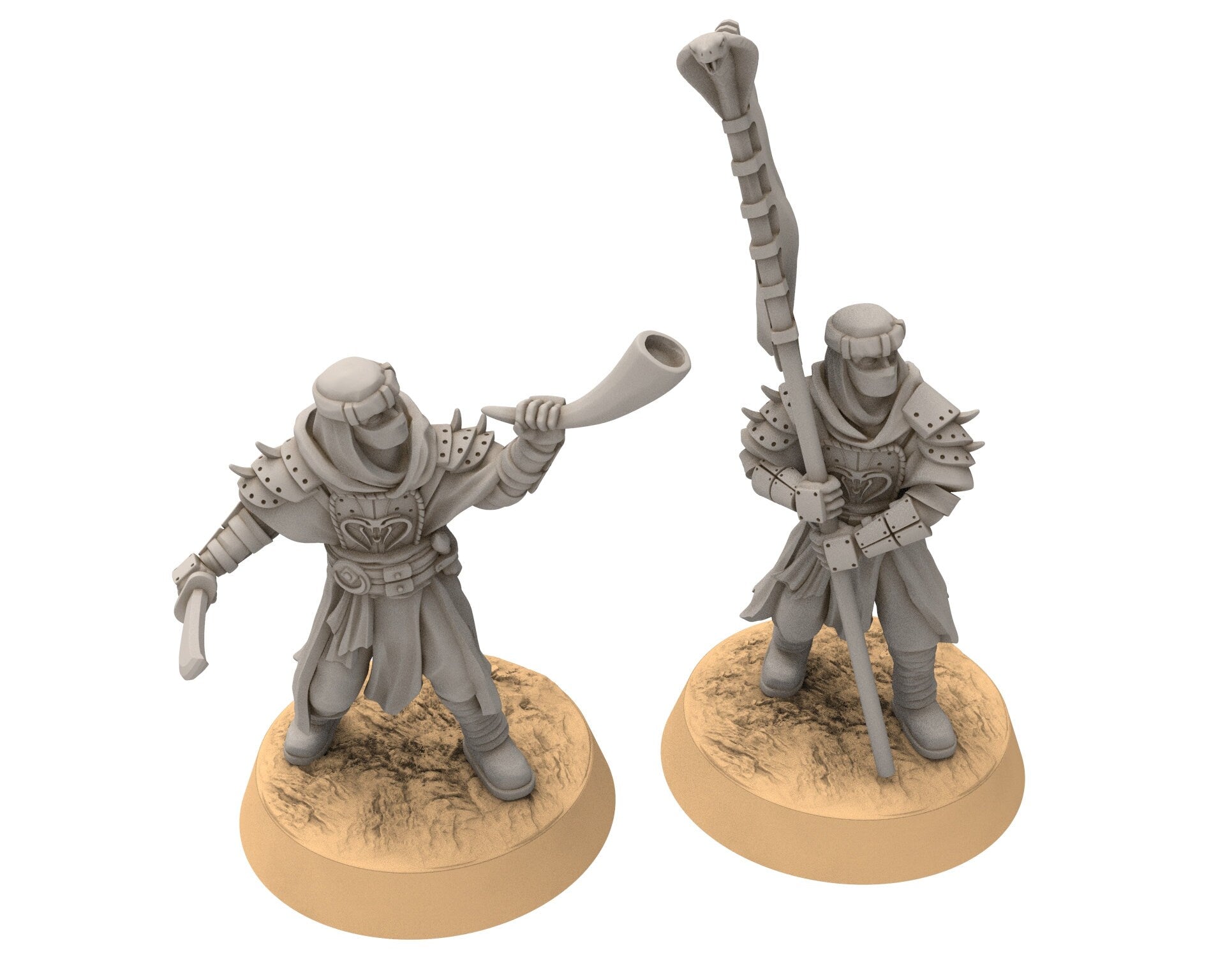 Harad - x2 Cobra Cult Command Pack, Berber nomads, Harad Bedouin Arabs Sarazins miniatures for wargame D&D, Lotr... Quatermaster3D