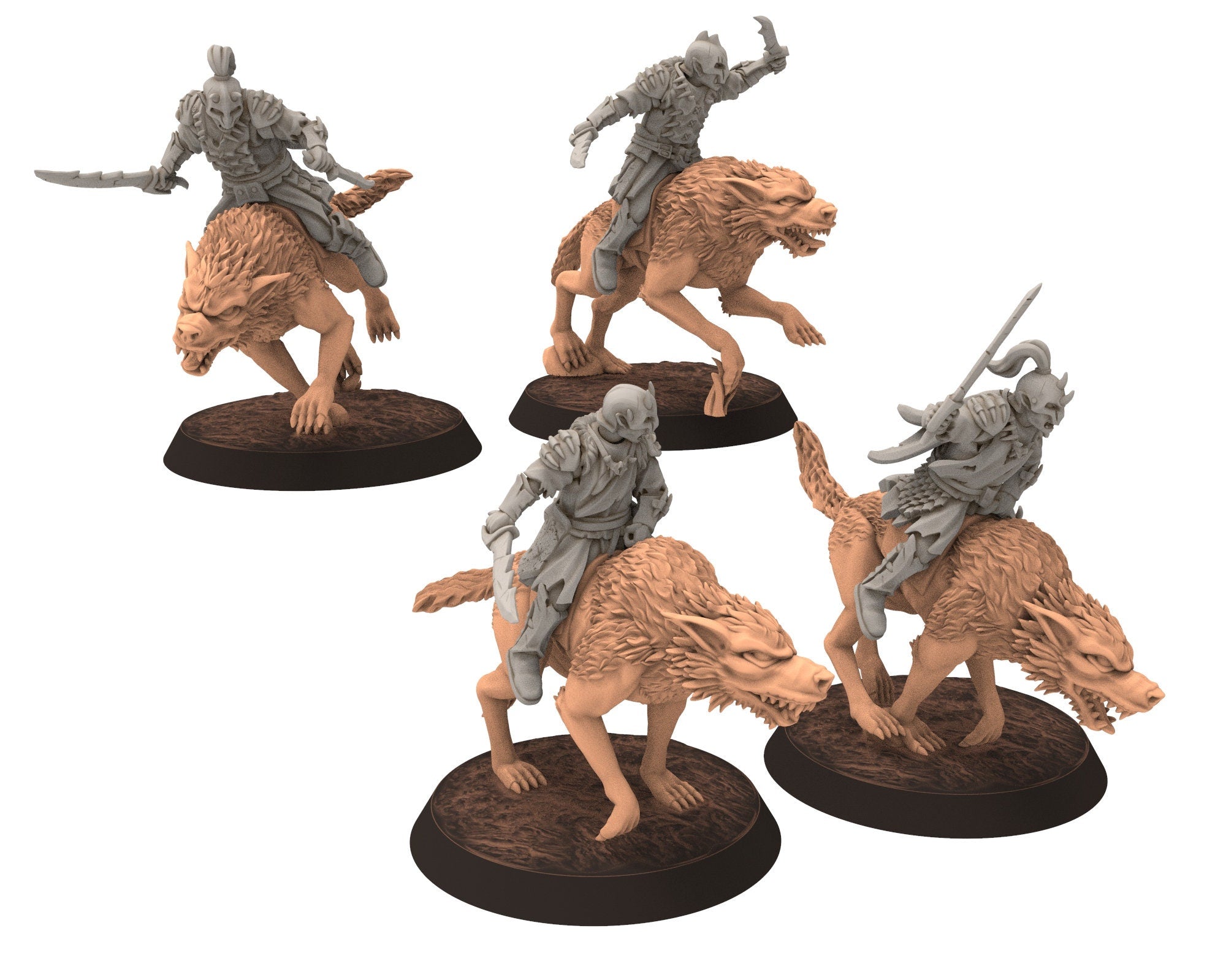 Orc horde - Scout Vanguards warriors warband, Middle rings for wargame D&D, LOTR, Frostgrave... Modular miniatures Quatermaster3D