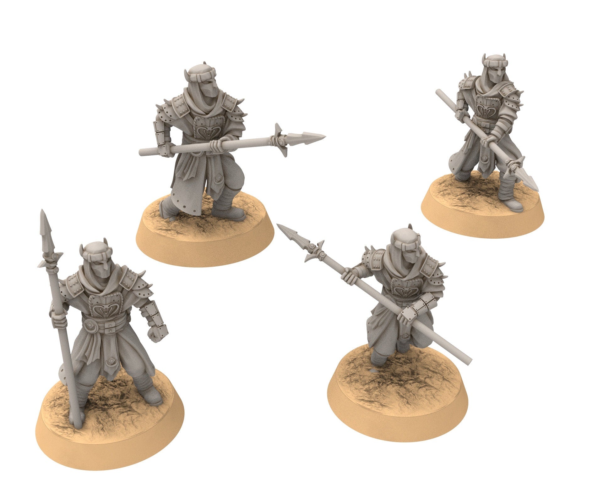 Harad - x6 Cobra Warrior Spears, Berber nomads, Harad Bedouin Arabs Sarazins miniatures for wargame D&D, Lotr... Quatermaster3D