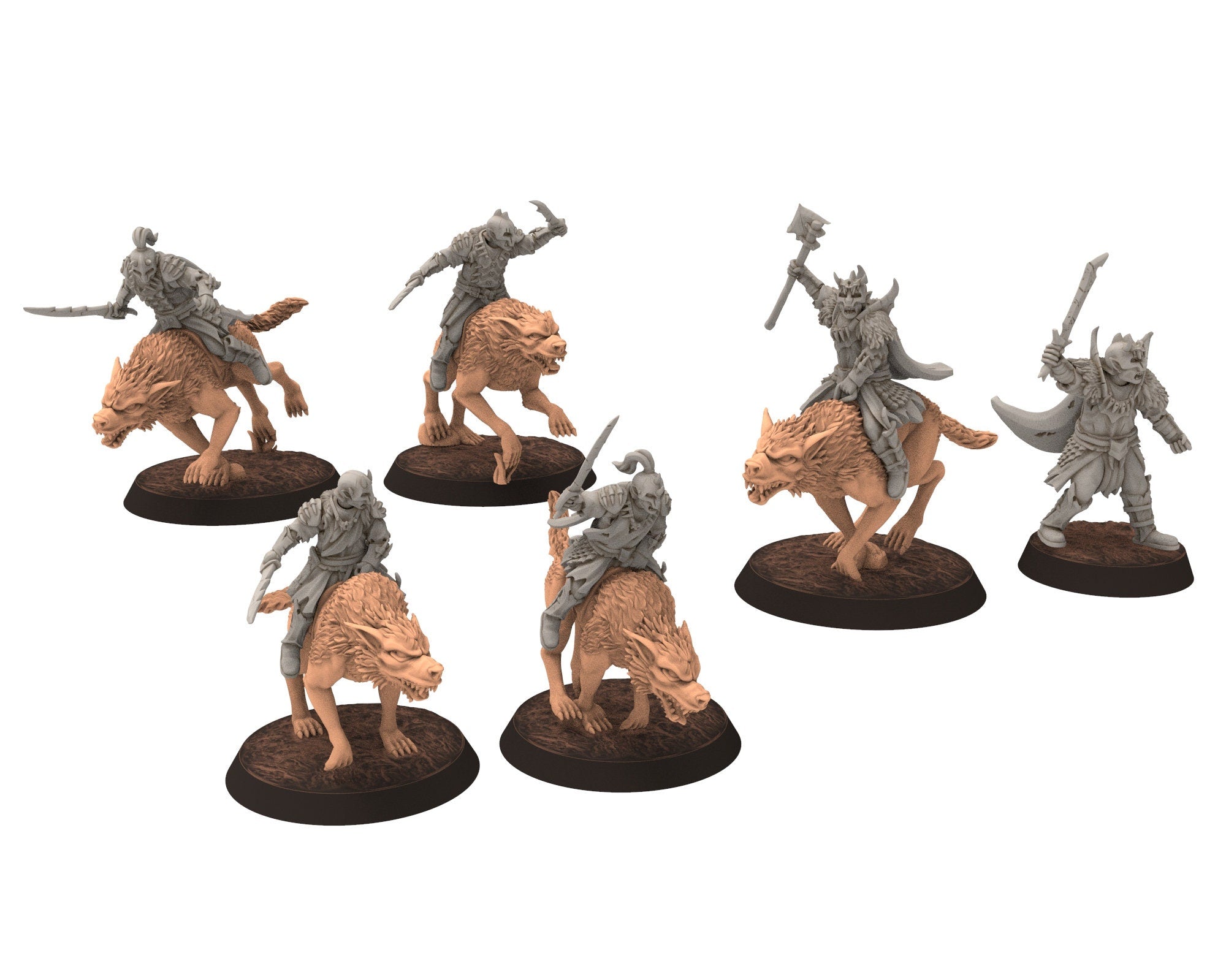 Orc horde - Scout Vanguards warriors warband, Middle rings for wargame D&D, LOTR, Frostgrave... Modular miniatures Quatermaster3D