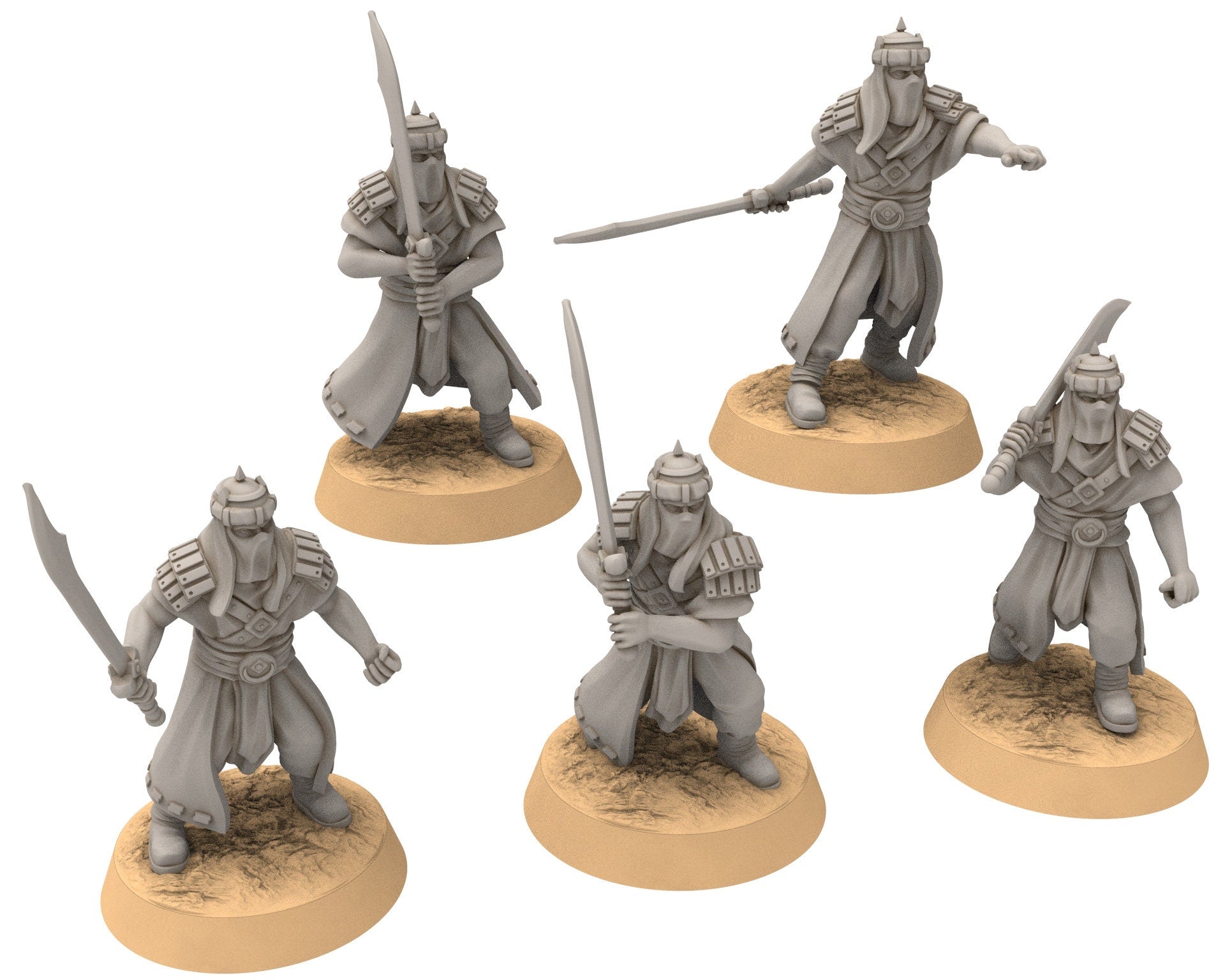 Harad - x5 Treasury Guards, Berber nomads, Harad Bedouin Arabs Sarazins miniatures for wargame D&D, Lotr... Quatermaster3D