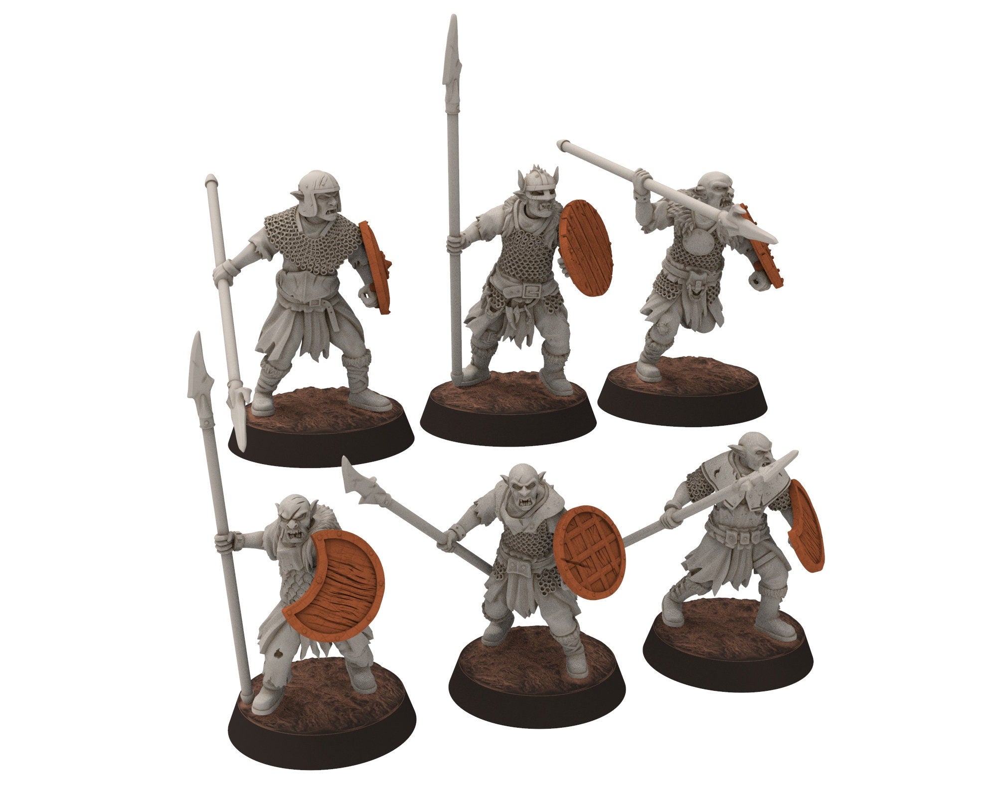 Orc horde - Lieutenant wolf warriors warband, Middle rings miniatures for wargame DnD, LOTR, Frostgrave... Modular miniatures Quatermaster3D