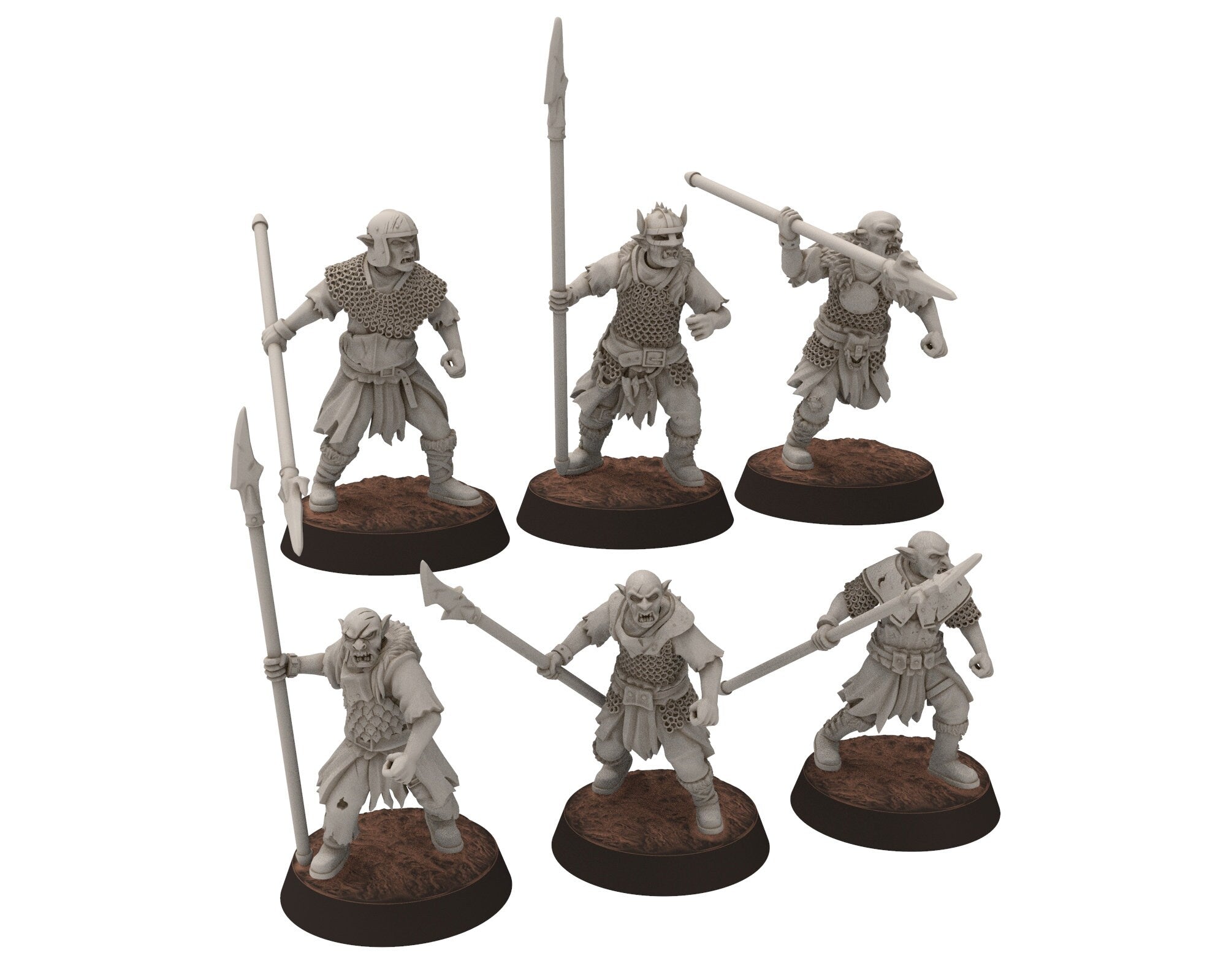 Orc horde - Sword & Shield warriors warband, Middle rings miniatures for wargame DnD, LOTR, Frostgrave... Modular miniatures Quatermaster3D
