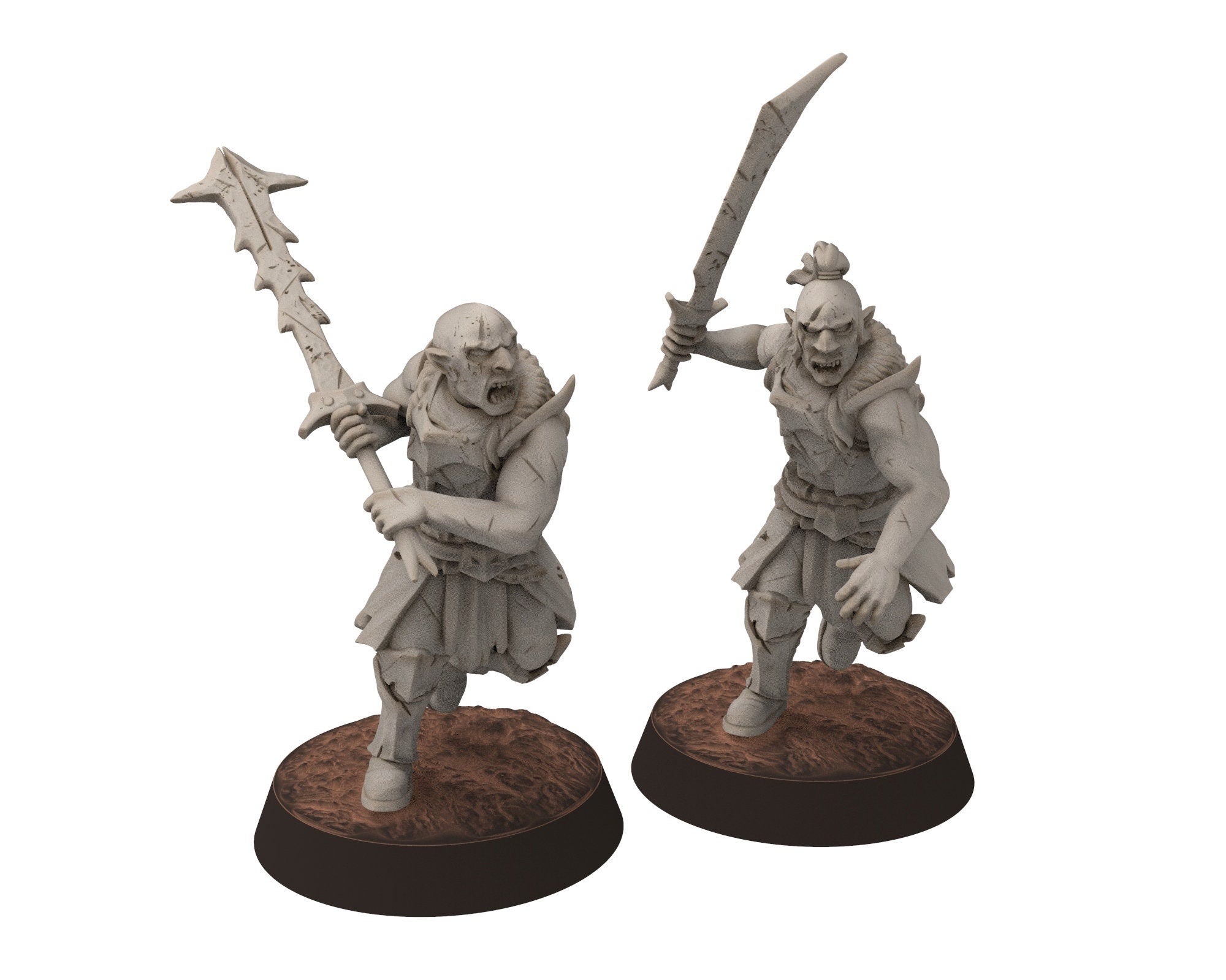 Orc horde - Berserkers warriors warband, Middle rings for wargame D&D, LOTR, Frostgrave... Modular miniatures Quatermaster3D