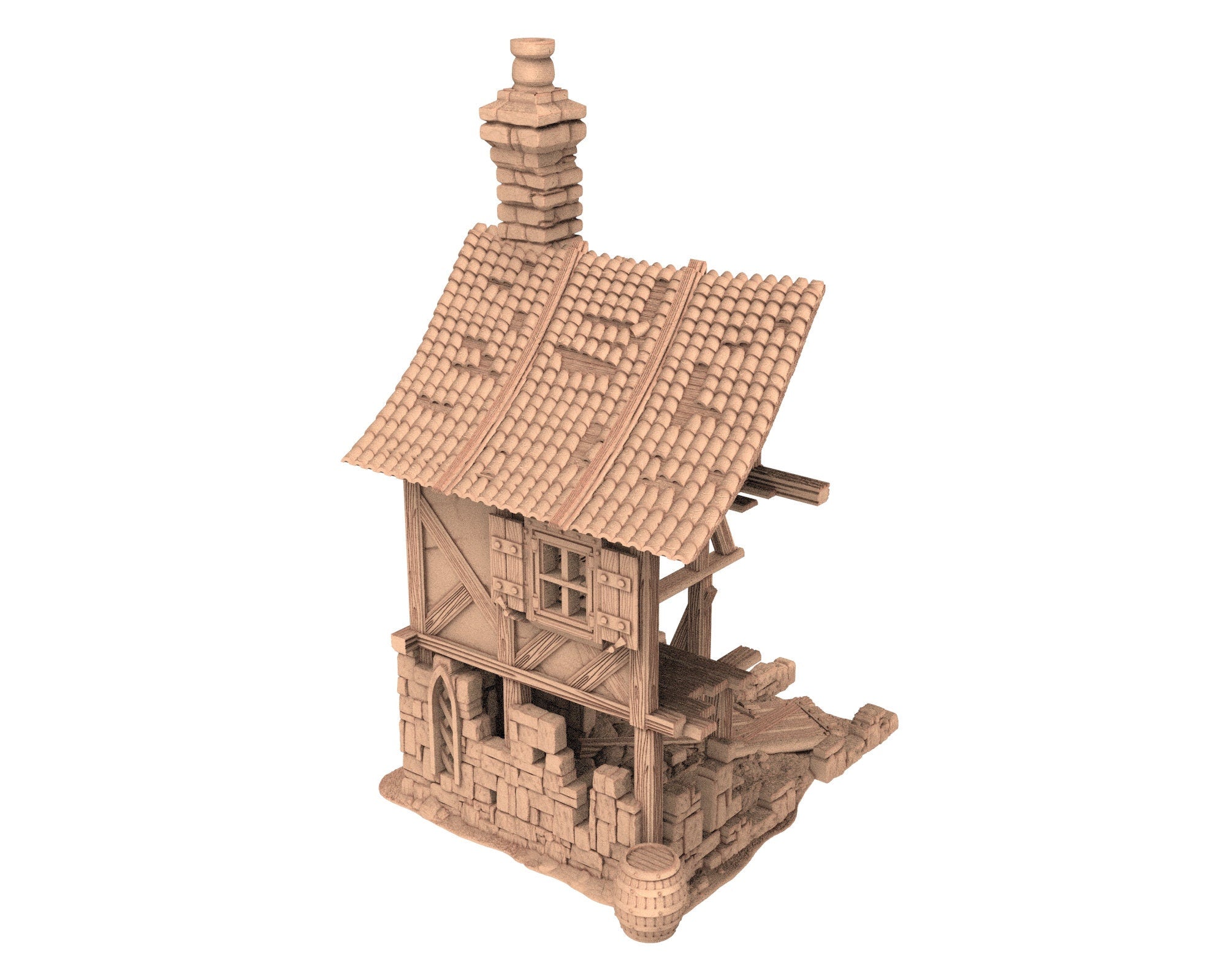 Medieval Town scenery building - House In Ruins - PLA for Oldworld, Dungeon & Dragons, Frostgrave, Fantasy battle skirmish wargame