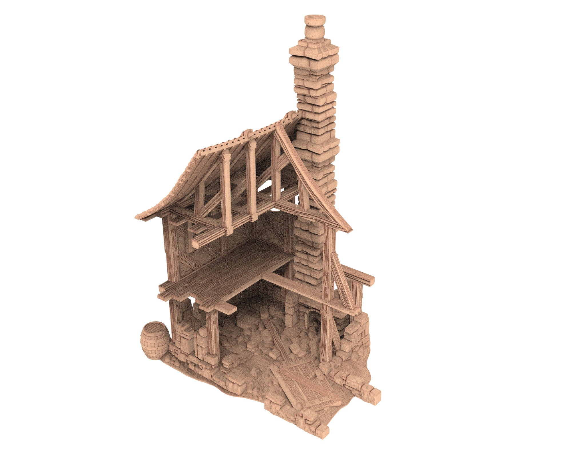 Medieval Town scenery building - House In Ruins - PLA for Oldworld, Dungeon & Dragons, Frostgrave, Fantasy battle skirmish wargame