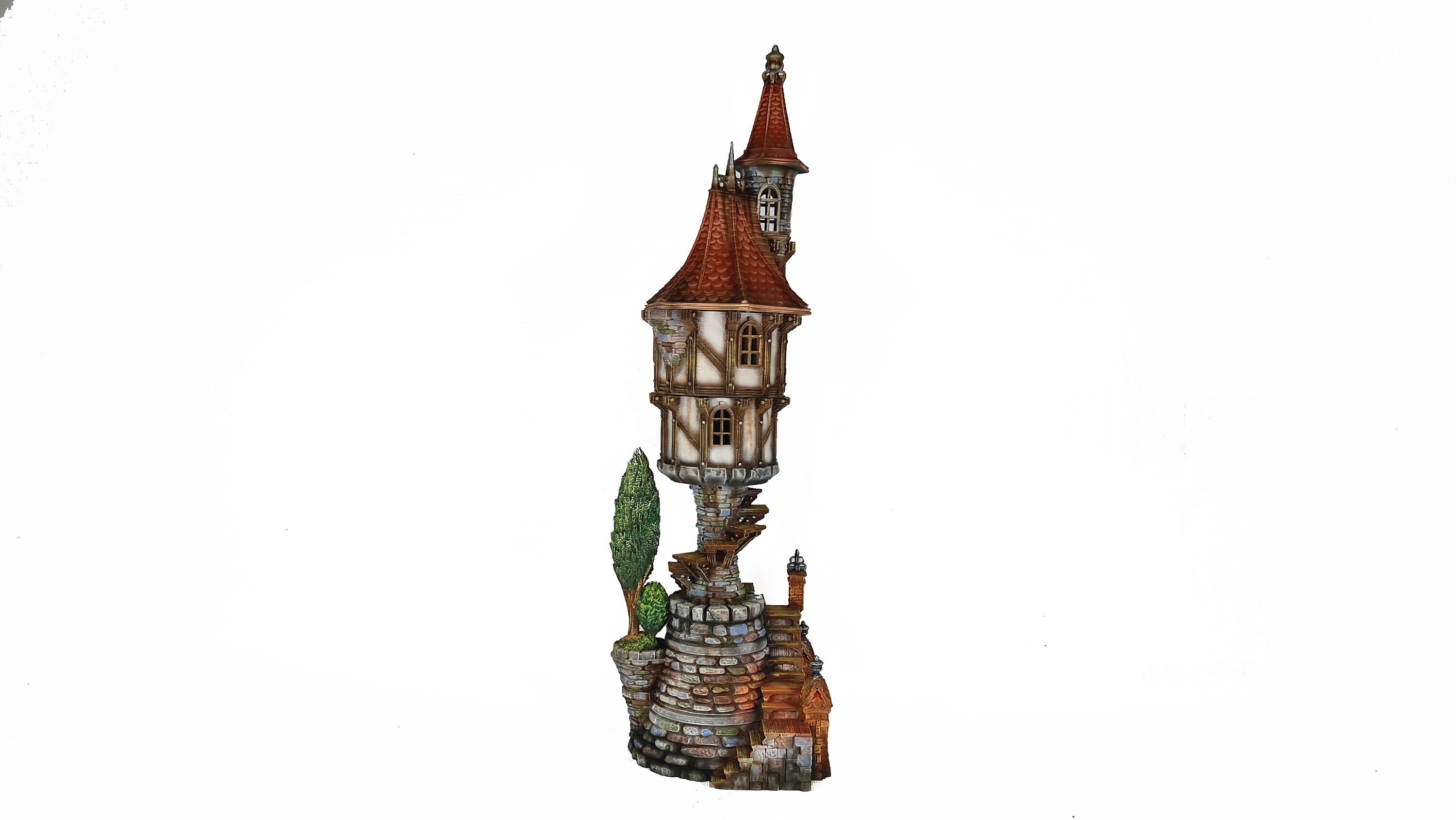 Medieval Town scenery building - Steeple Manor - PLA for Oldworld, Dungeon & Dragons, Frostgrave, Fantasy battle skirmish wargame