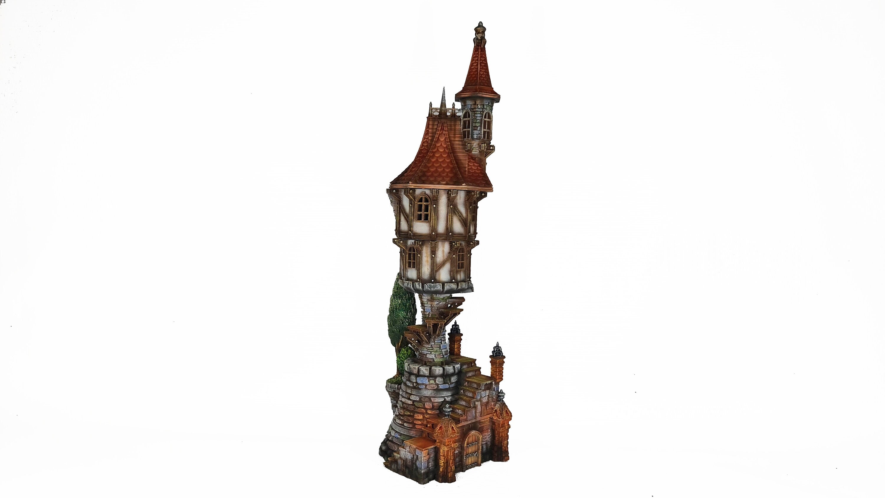 Medieval Town scenery building - Steeple Manor - PLA for Oldworld, Dungeon & Dragons, Frostgrave, Fantasy battle skirmish wargame