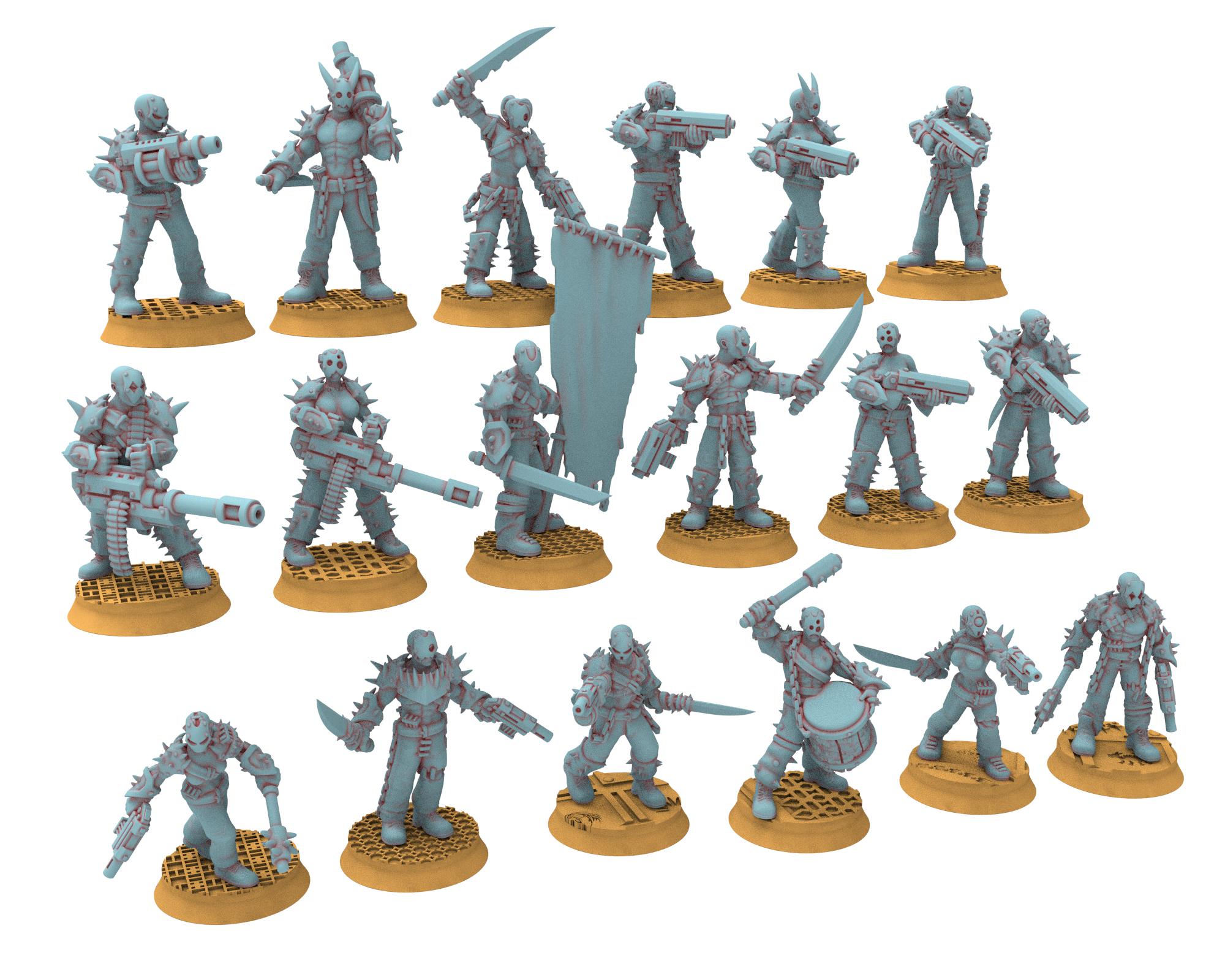 Followers of Change - 28mm Twisted Cultists of Chaos god - Staff and Leaders - OPR Tabletop wargame Resin 3D printed proxy, Edge Miniatures