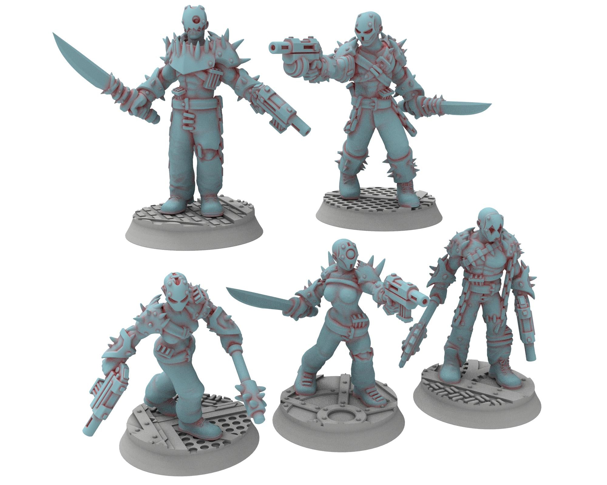 Followers of Change - 32mm Twisted Cultists of Chaos god - Staff and Leaders - OPR Tabletop wargame Resin 3D printed proxy, Edge Miniatures