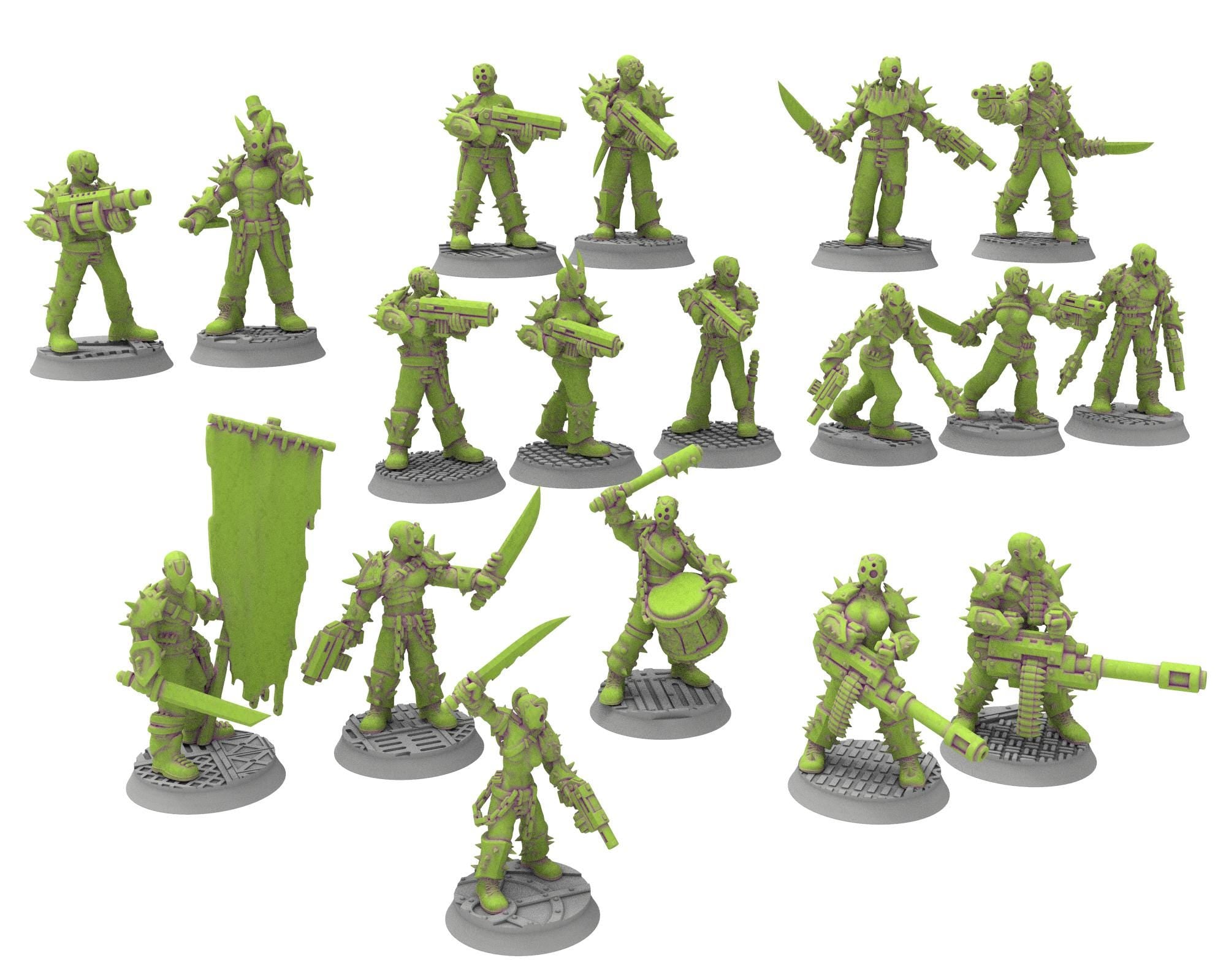 Harbingers of darkness - 32mm Cultists of Chaos god - Full infantry unit - OPR Tabletop wargame Resin 3D printed proxy, Edge Miniatures