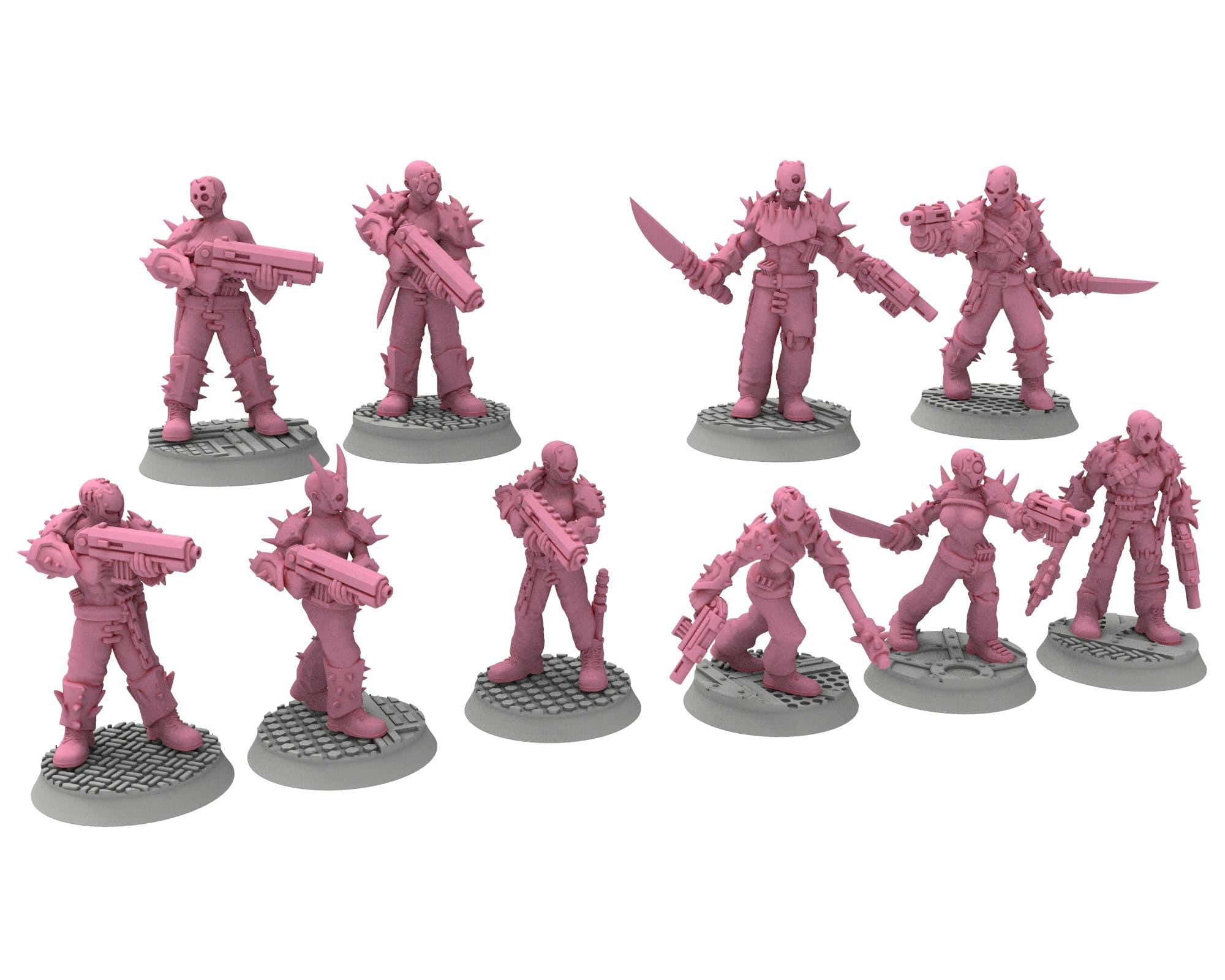 Daemons of lust - 32mm Sadistic Cultists of Chaos god - Flamers Team - OPR Tabletop wargame Resin 3D printed proxy, Edge Miniatures